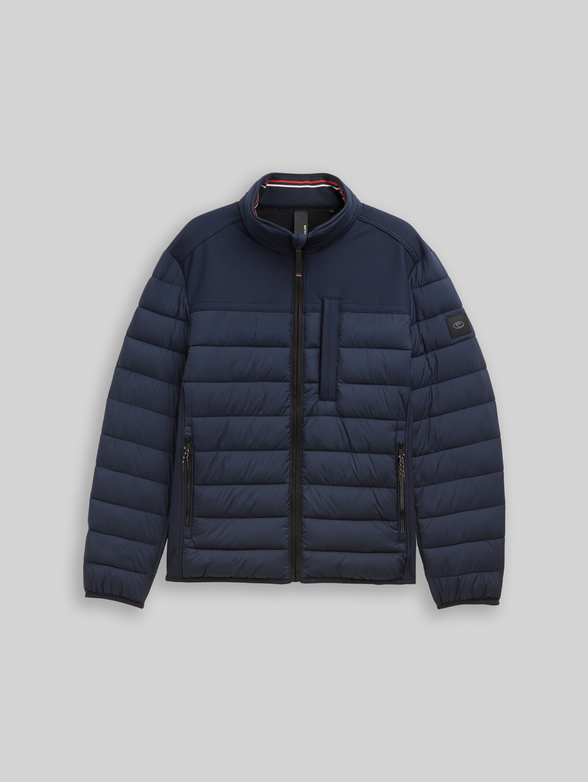 Hybrid quilted waistcoat with stand-up collar - sky captain blue - Front product view