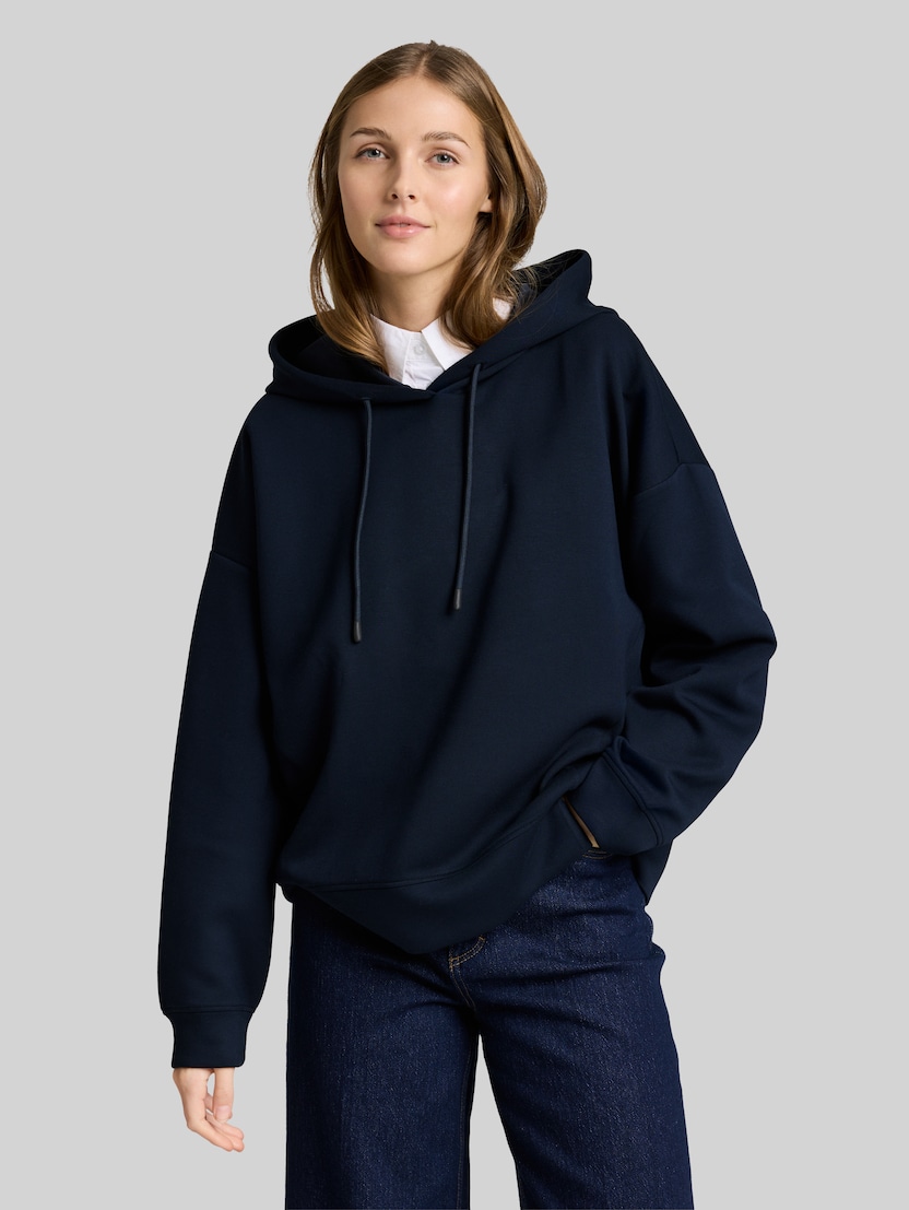 Relaxed Fit Hoodie Sweatshirt aus Scuba von Denim Female, sky captain blue