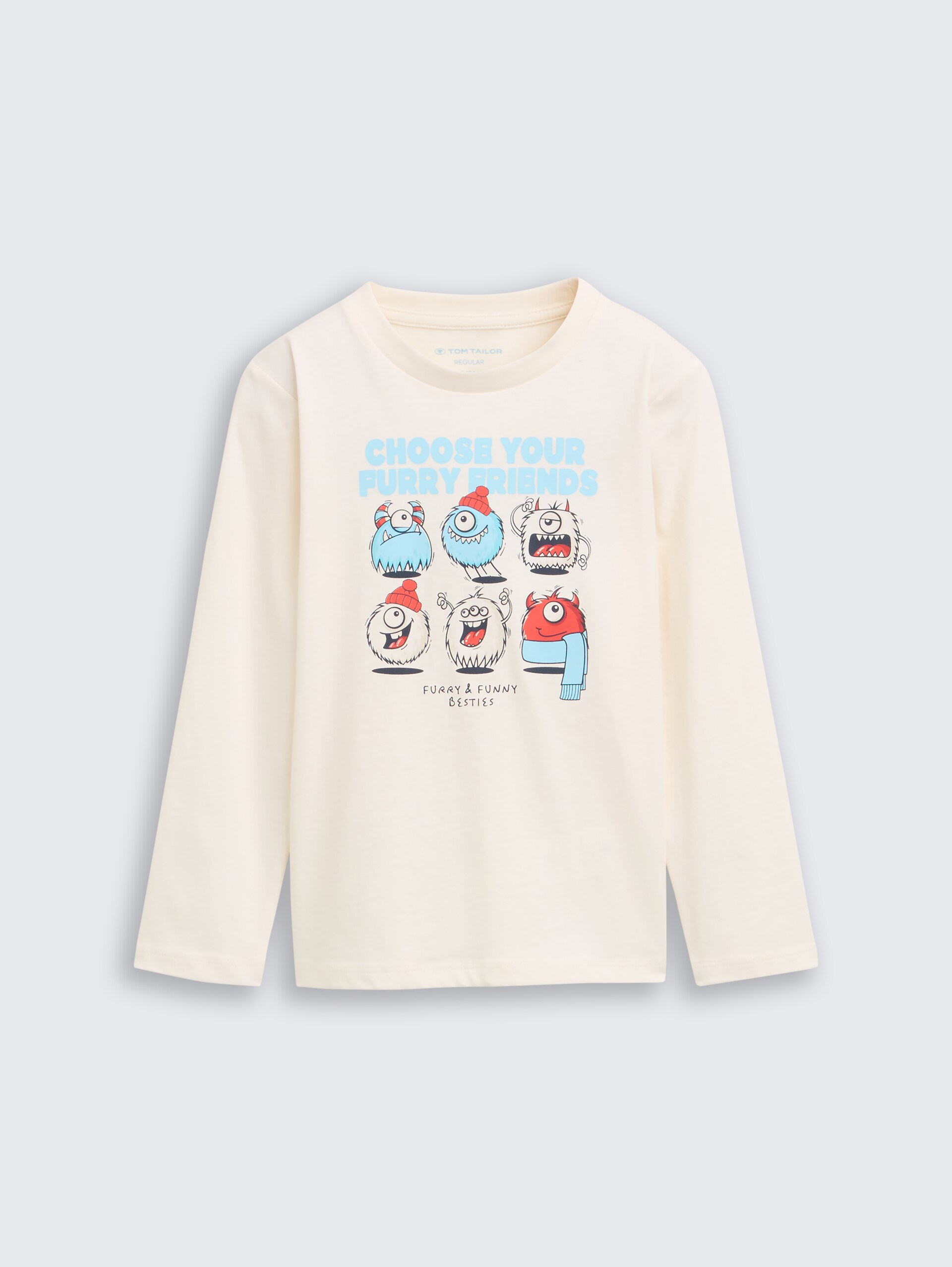 T-shirt met lange mouwen en bedrukt motief - Wool White - Product vooraanzicht