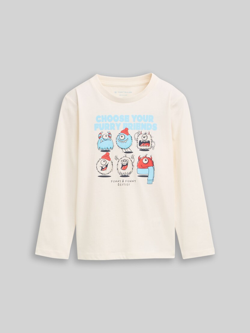 Langarmshirt mit Print von Mini Boys, Wool White