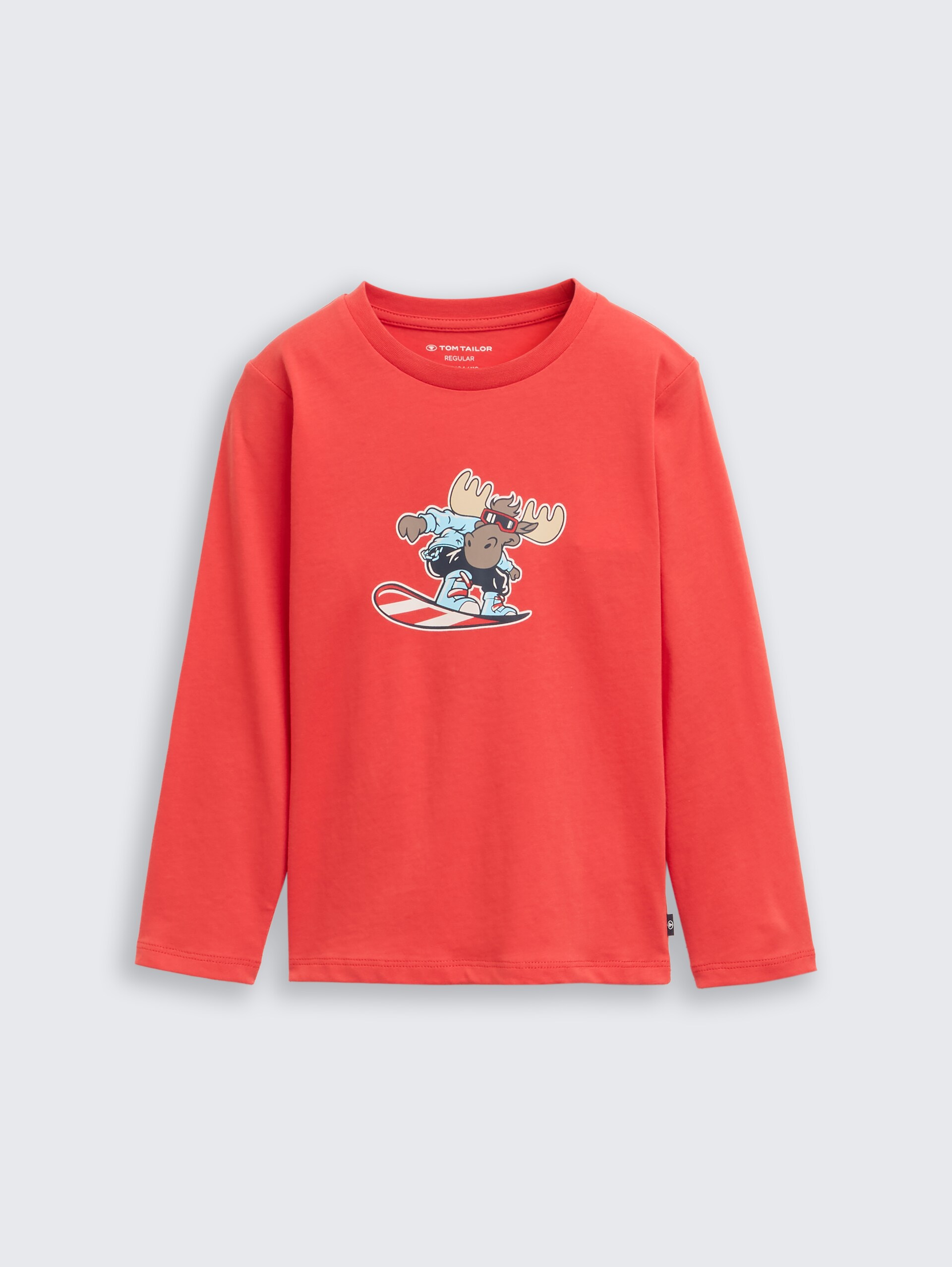 T-shirt met lange mouwen en bedrukt motief - soft red - Product vooraanzicht