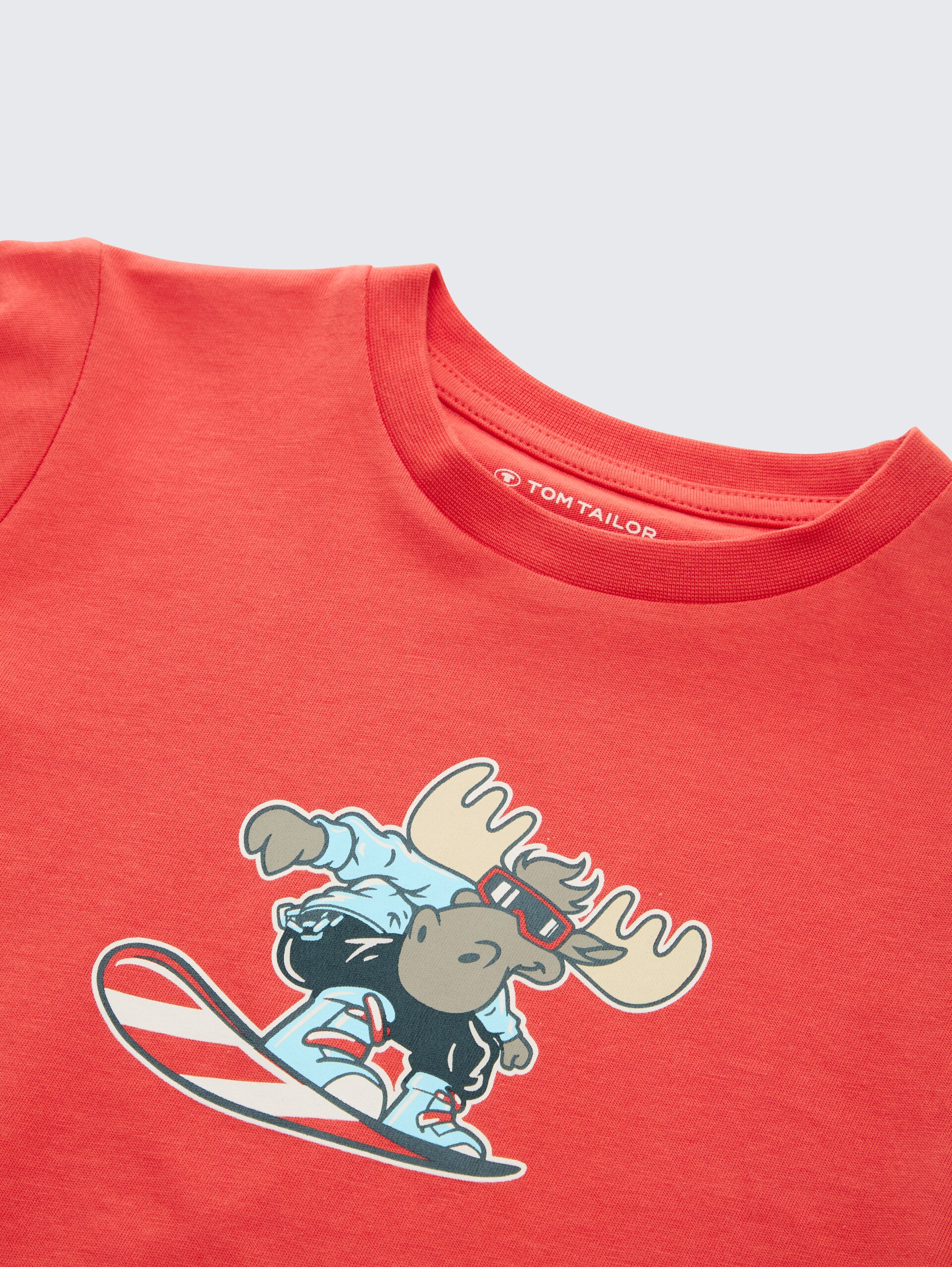 T-shirt met lange mouwen en bedrukt motief - soft red - Detailaanzicht model