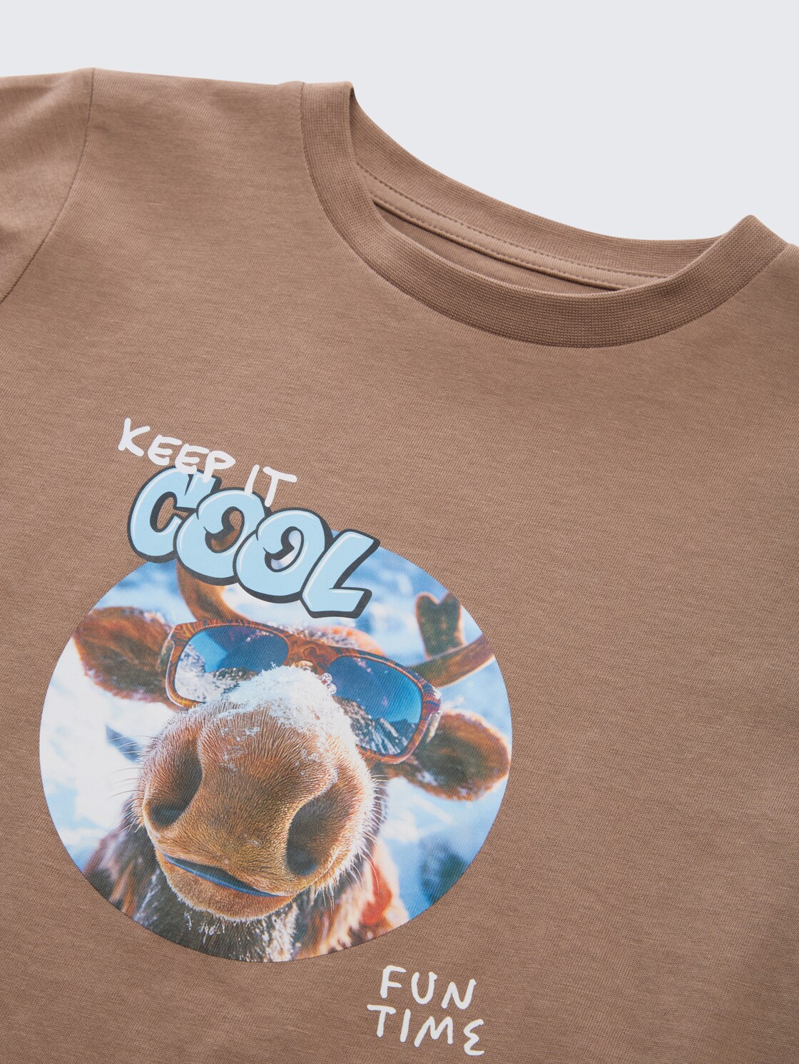 Langarmshirt mit Print - taupe grey - Detail-Model-Ansicht