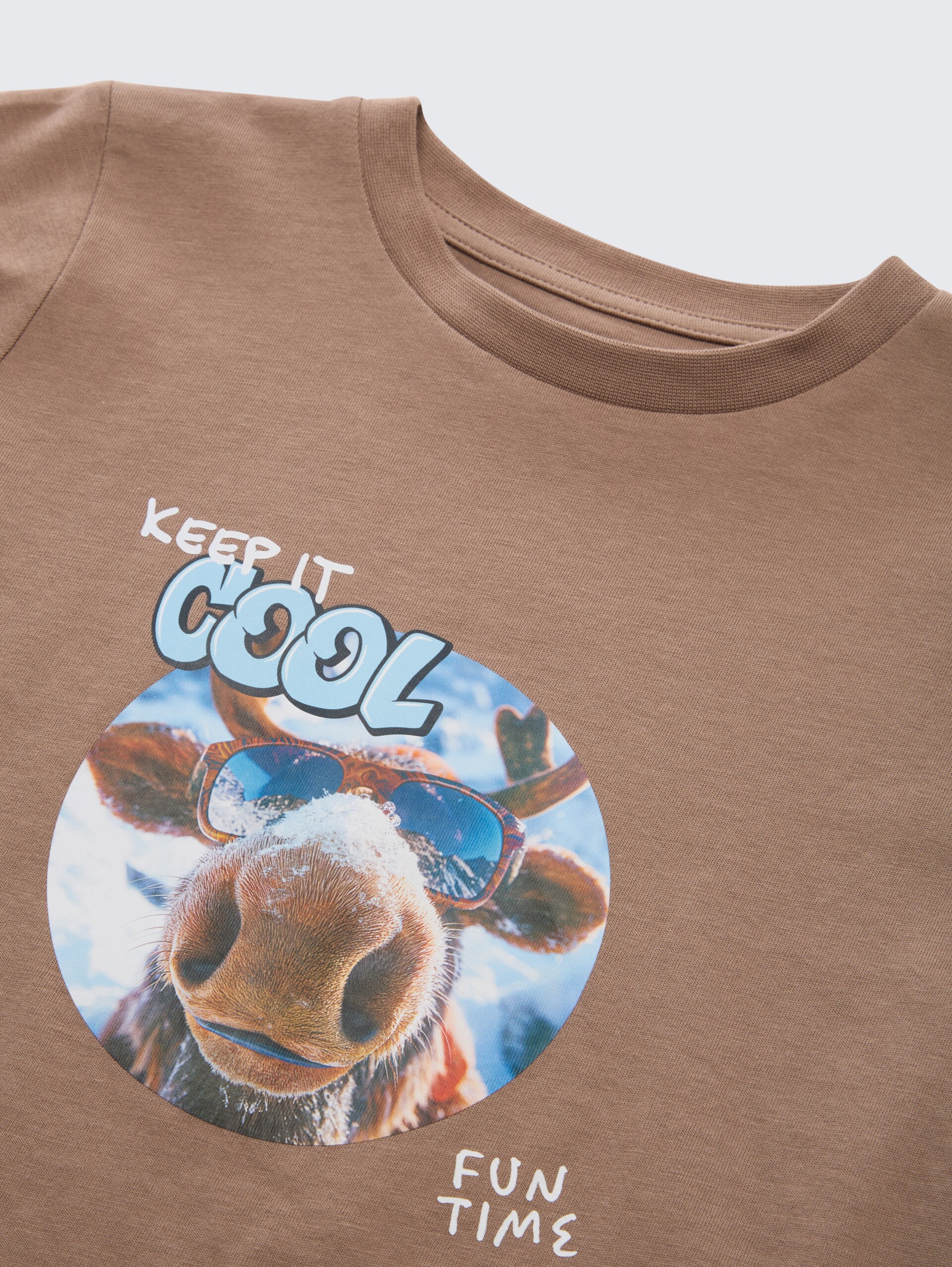 T-shirt met lange mouwen en bedrukt motief - taupe grey - Detailaanzicht model