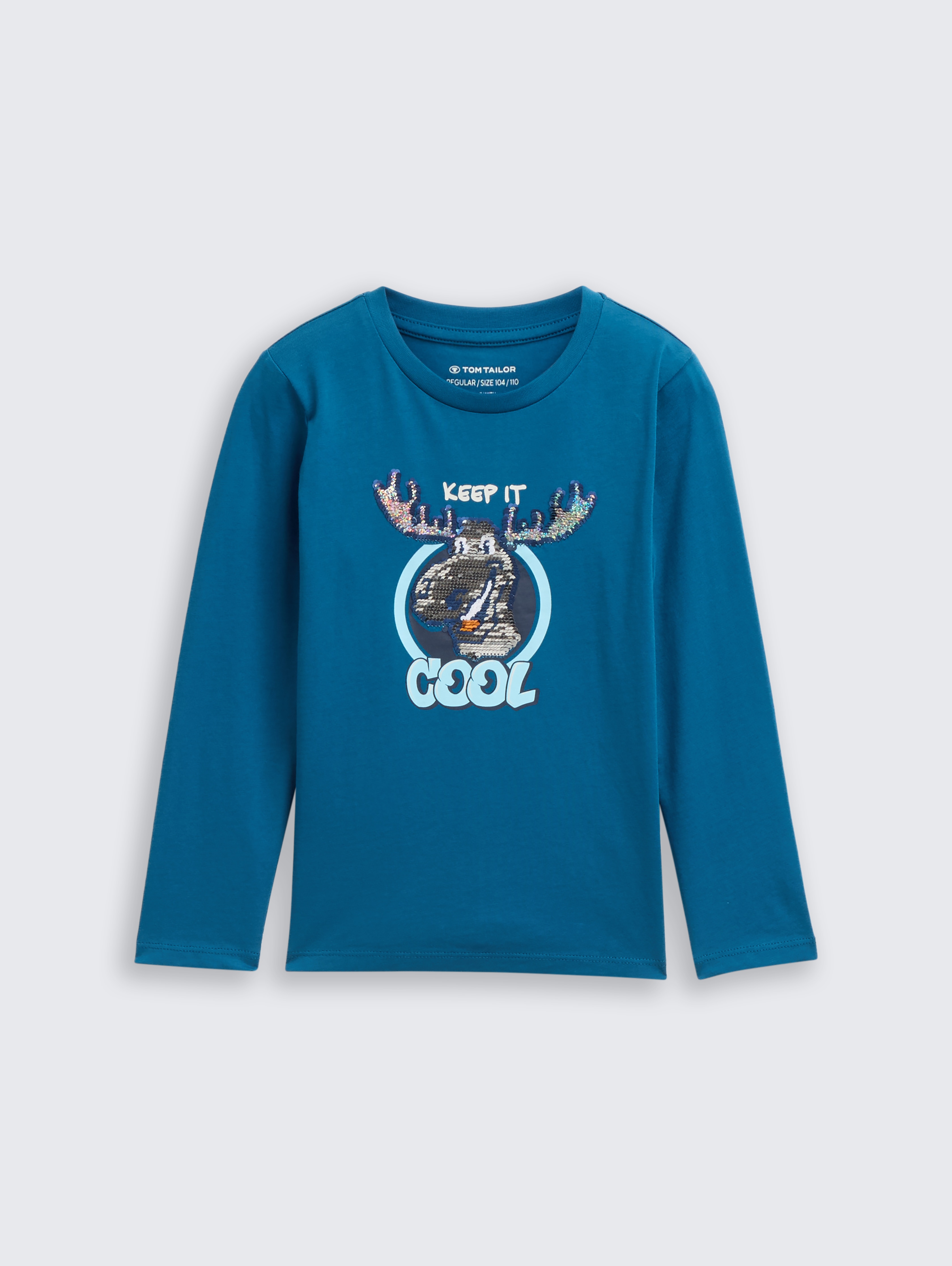 Langarmshirt mit Wendepailletten von Mini Boys, Dark Tile Green