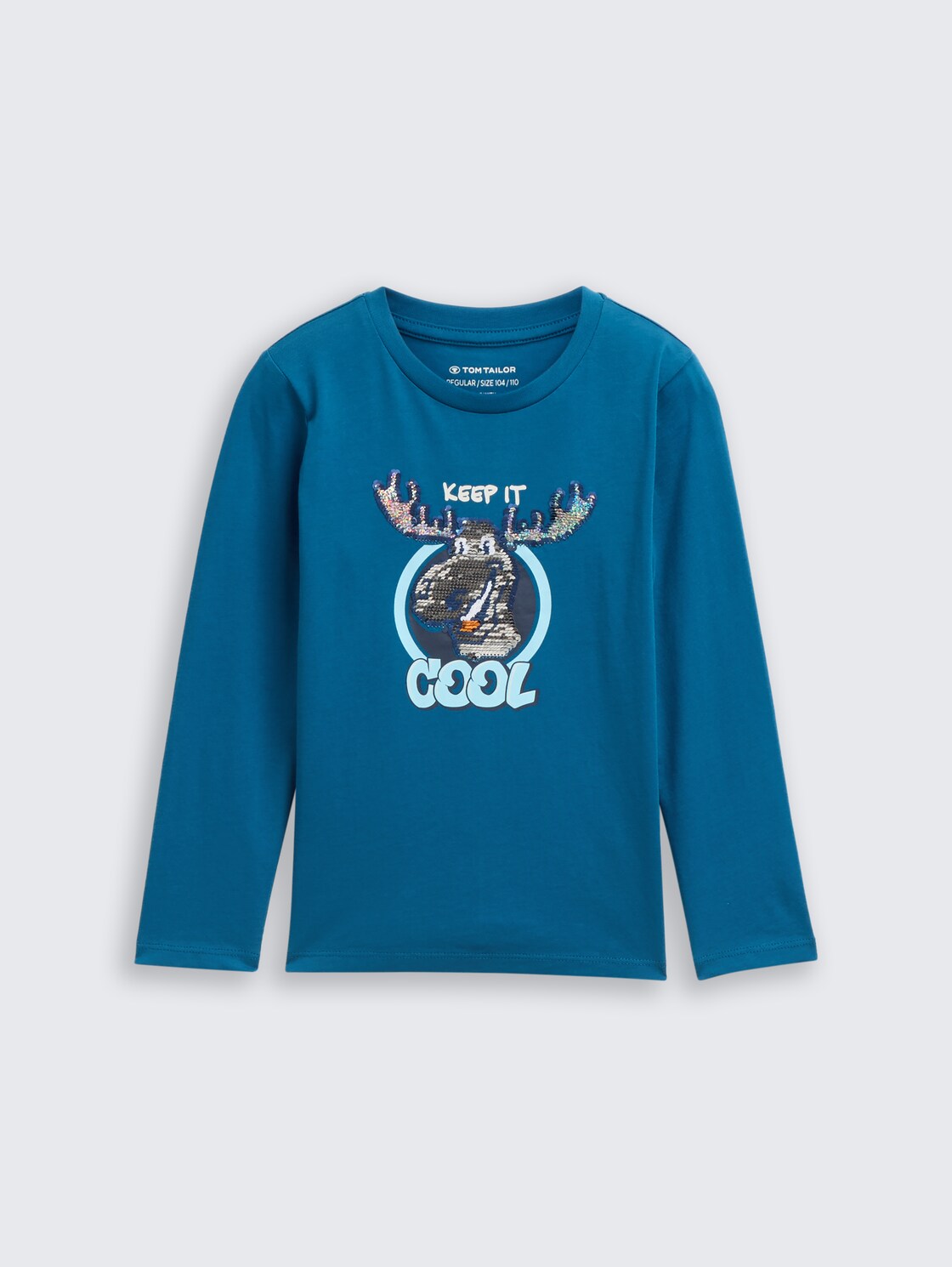 Langarmshirt mit Wendepailletten - Dark Tile Green - Vorder-Produkt-Ansicht