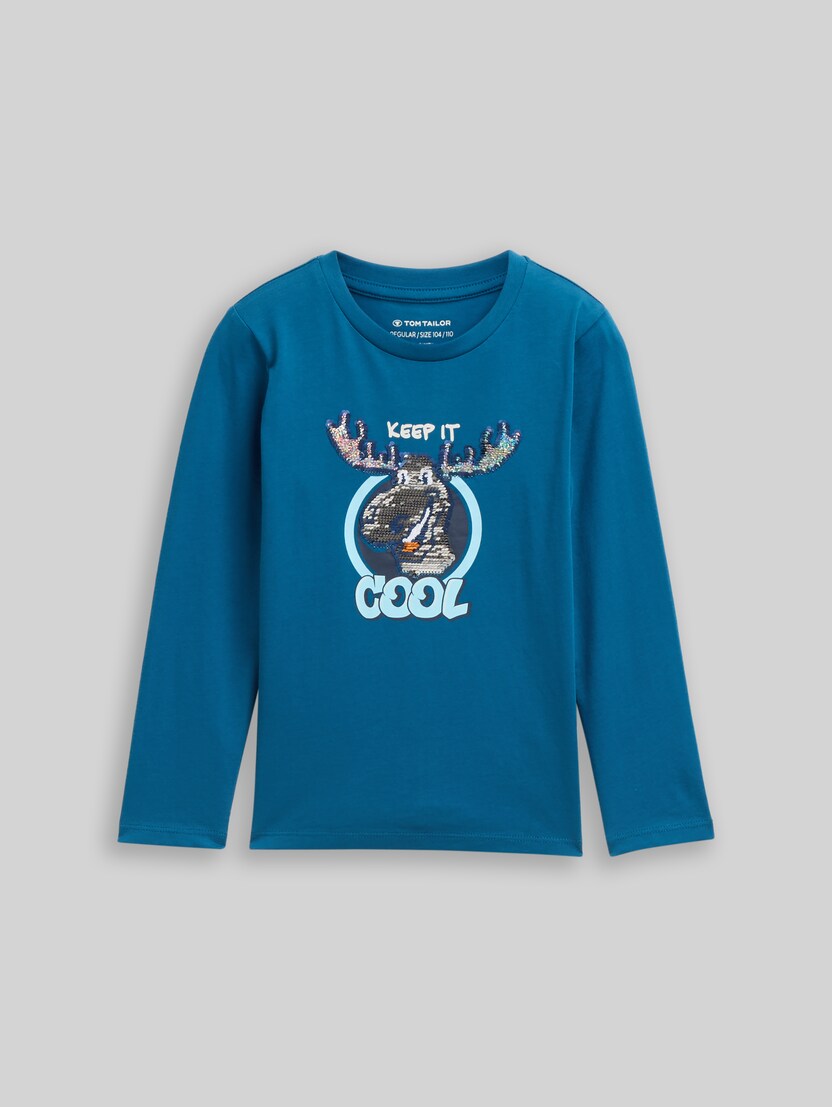 Langarmshirt mit Wendepailletten von Mini Boys, Dark Tile Green