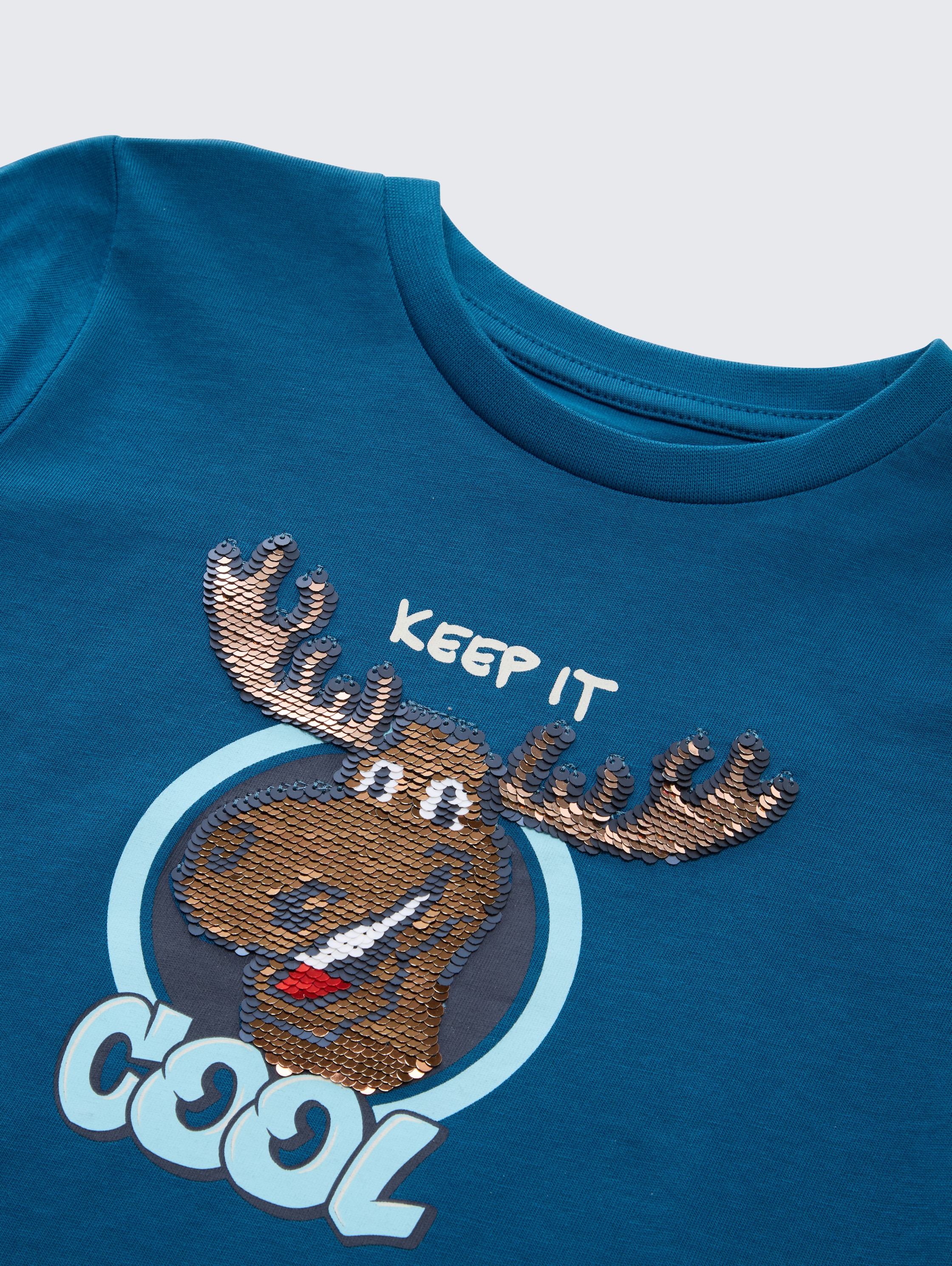 Shirt met lange mouwen en omkeerbare pailletten - dark_tile_green - 