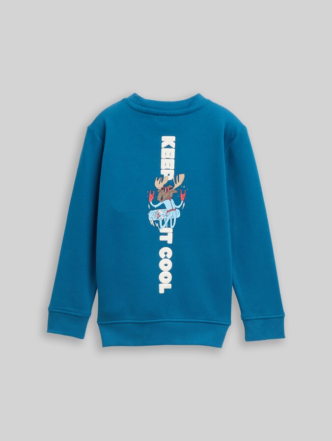 Basic Sweatshirt mit Rückenprint von Mini Boys, Dark Tile Green