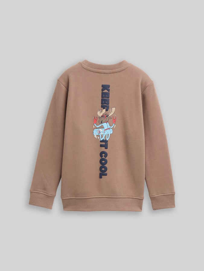 Basic Sweatshirt mit Rückenprint von Mini Boys, taupe grey