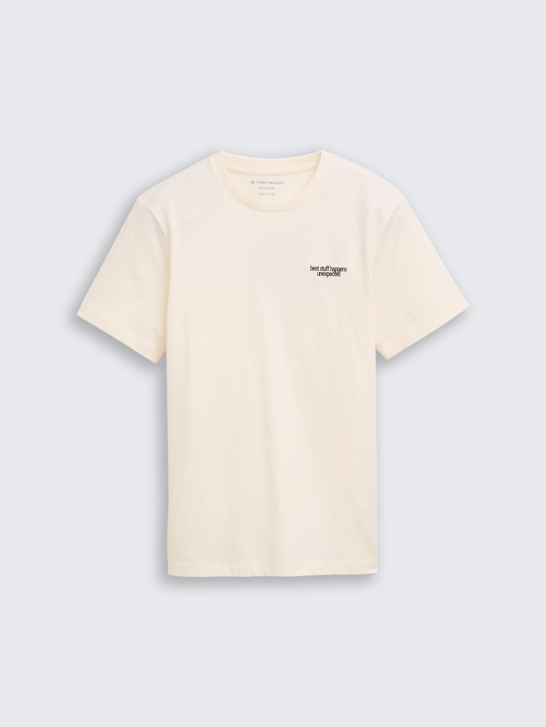 T-Shirt mit Rückenprint - Wool White - Vorder-Produkt-Ansicht