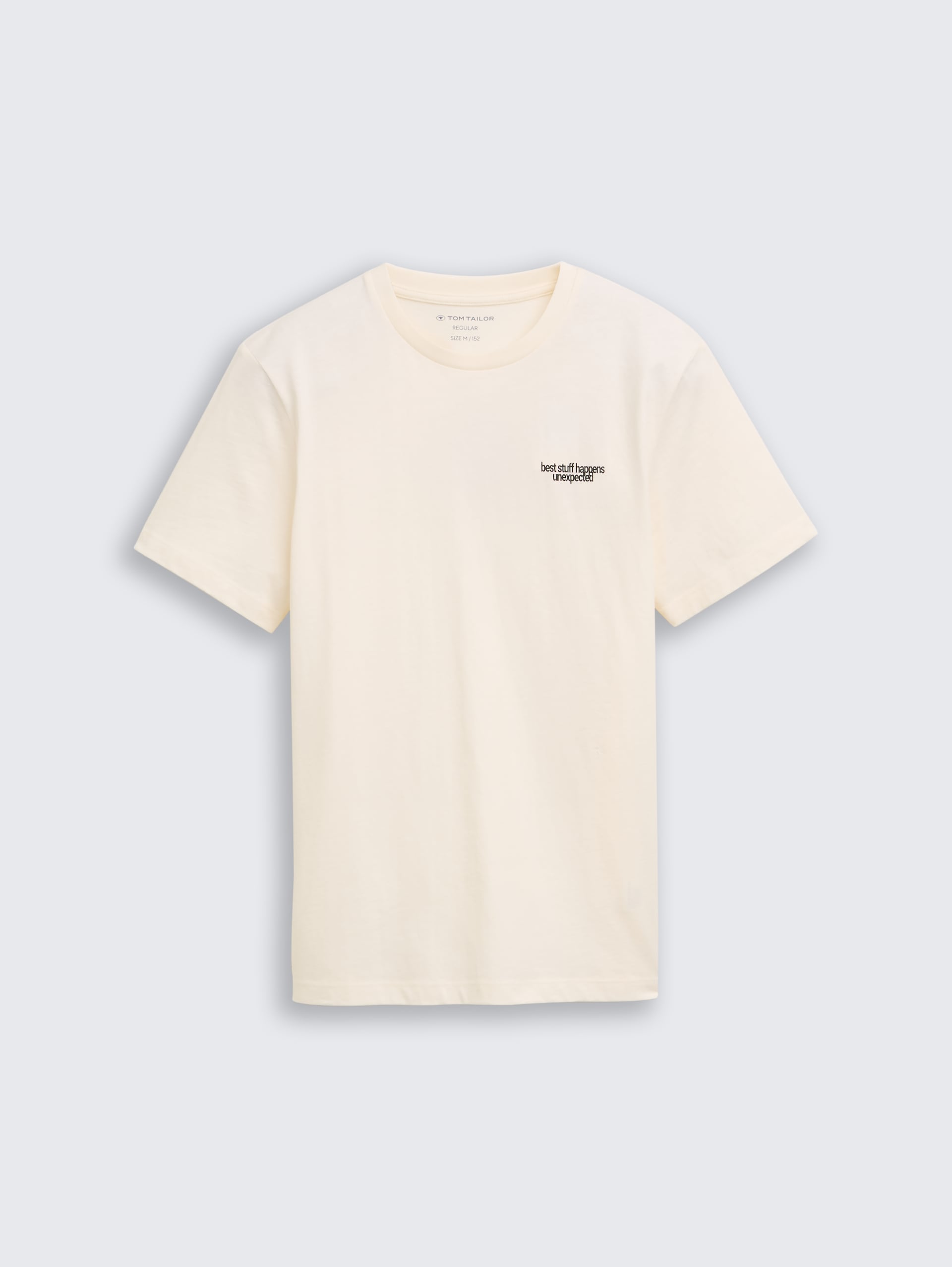 T-Shirt mit Rückenprint - Wool White - Vorder-Produkt-Ansicht