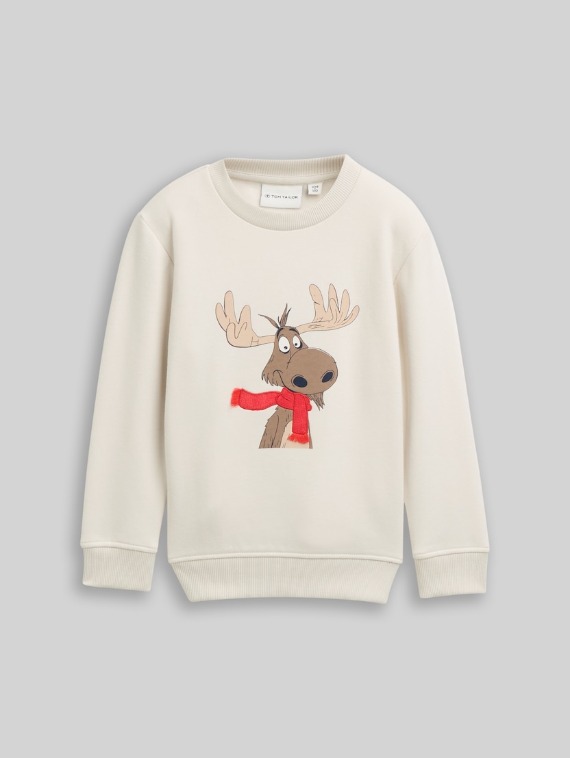 Basic Sweatshirt mit Print von Mini Boys, greyish white