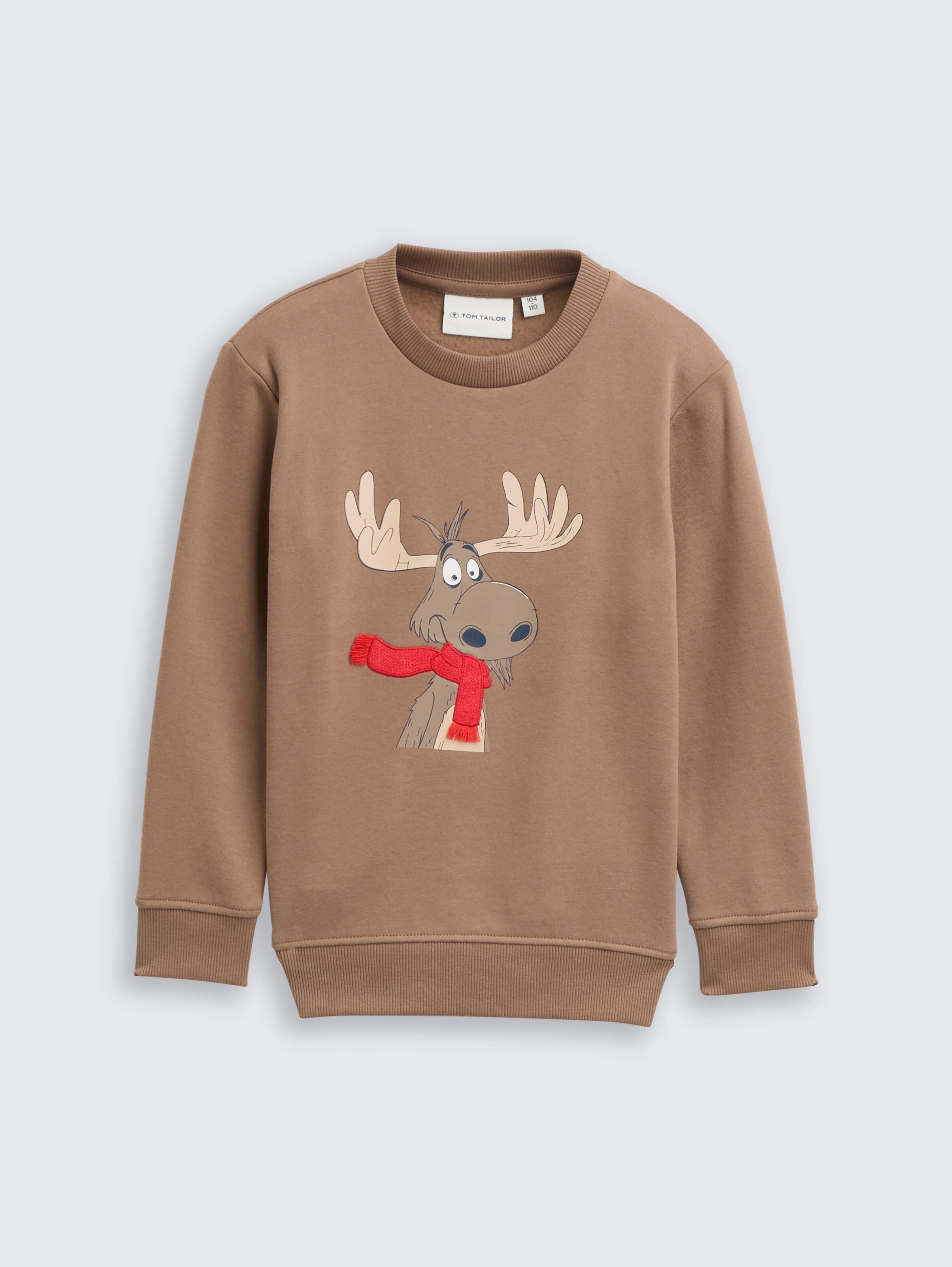 Basic Sweatshirt mit Print von Mini Boys, taupe grey