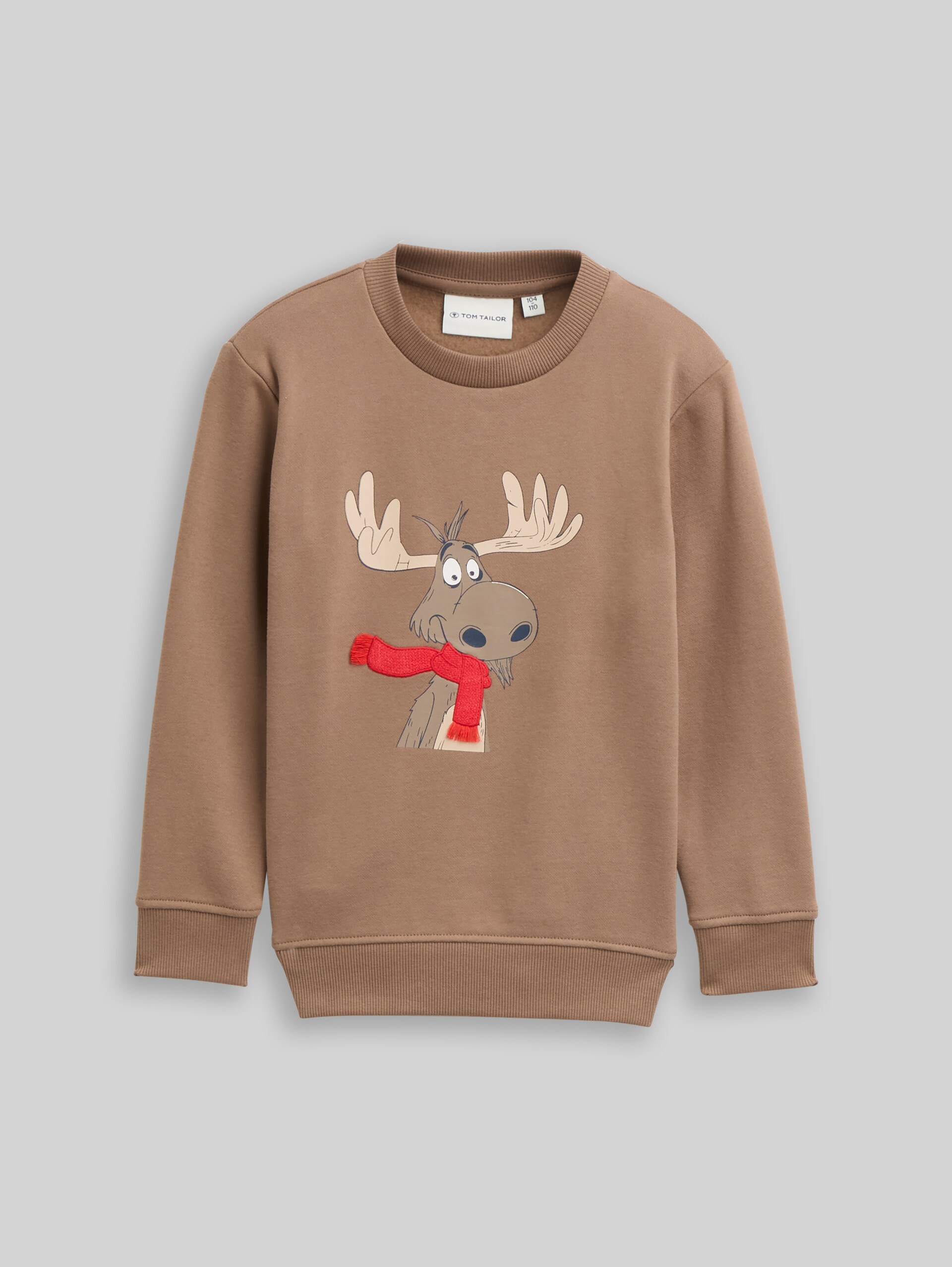 Basic sweatshirt with print - taupe grey - Front product view