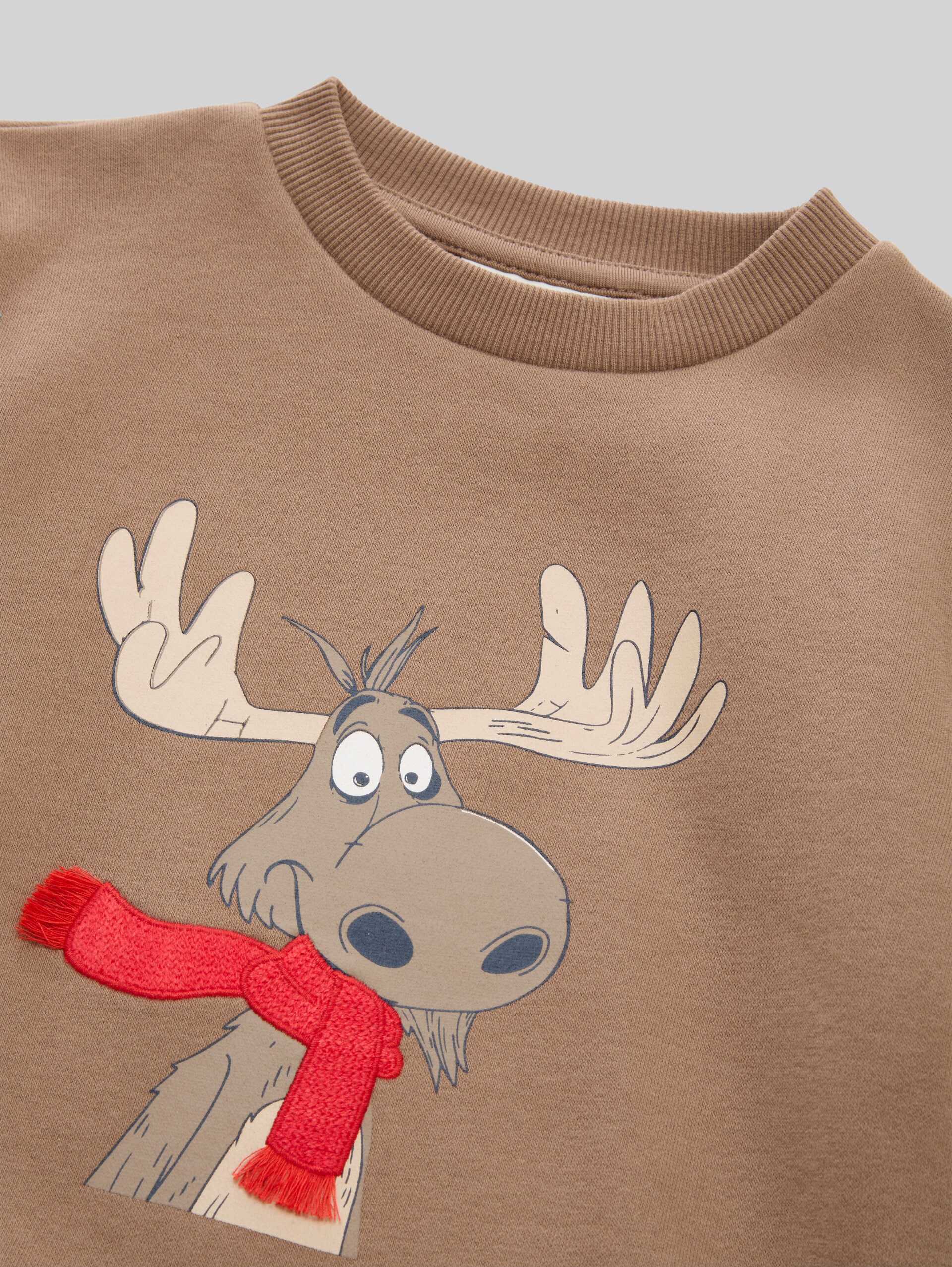 Basic sweatshirt with print - taupe grey - Detail model view