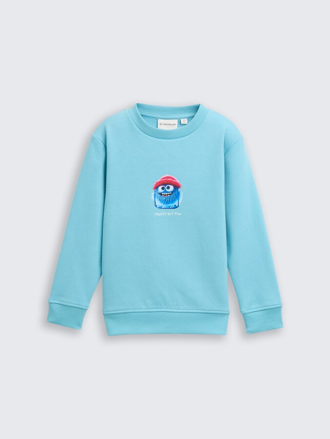 Basic sweatshirt met print door Mini Boys, elixir blue