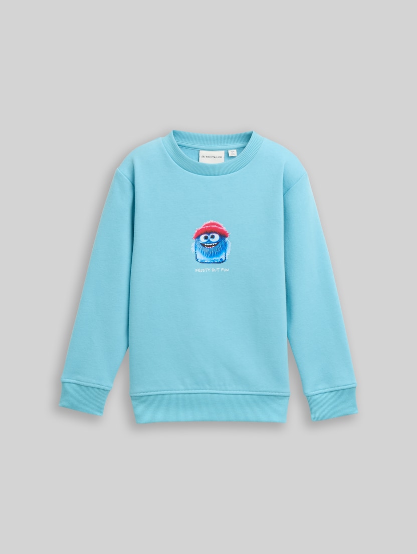 Basic Sweatshirt mit Print von Mini Boys, elixir blue