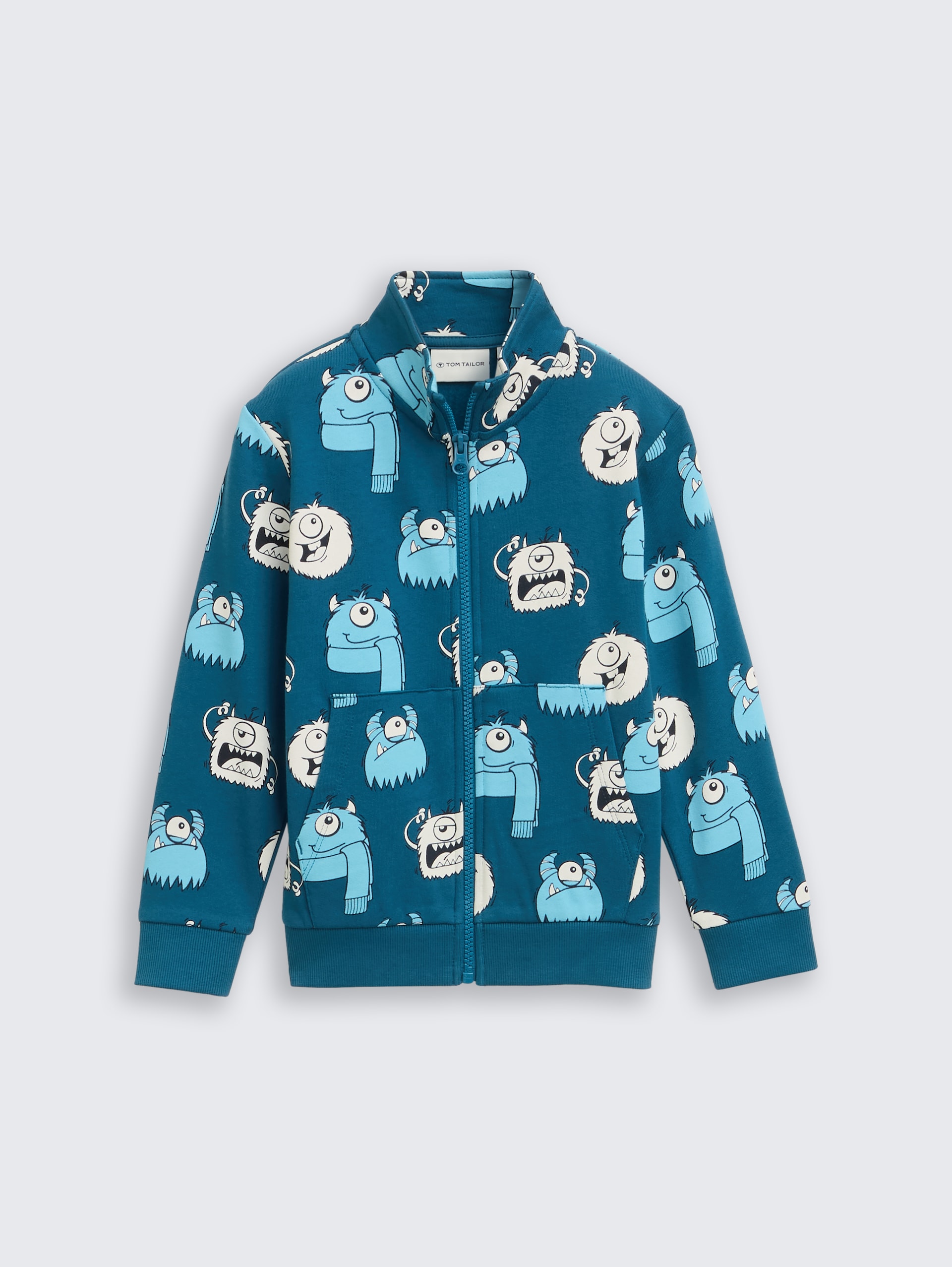 Sweatjacke mit Allover-Print - bluish cozy monster design - Vorder-Produkt-Ansicht