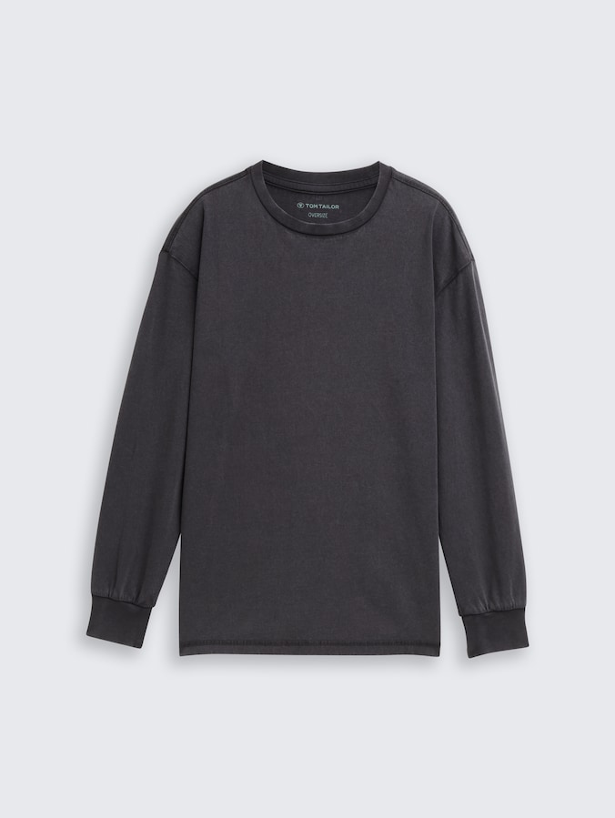 Oversized shirt met lange mouwen door Teen Boys, heavy black
