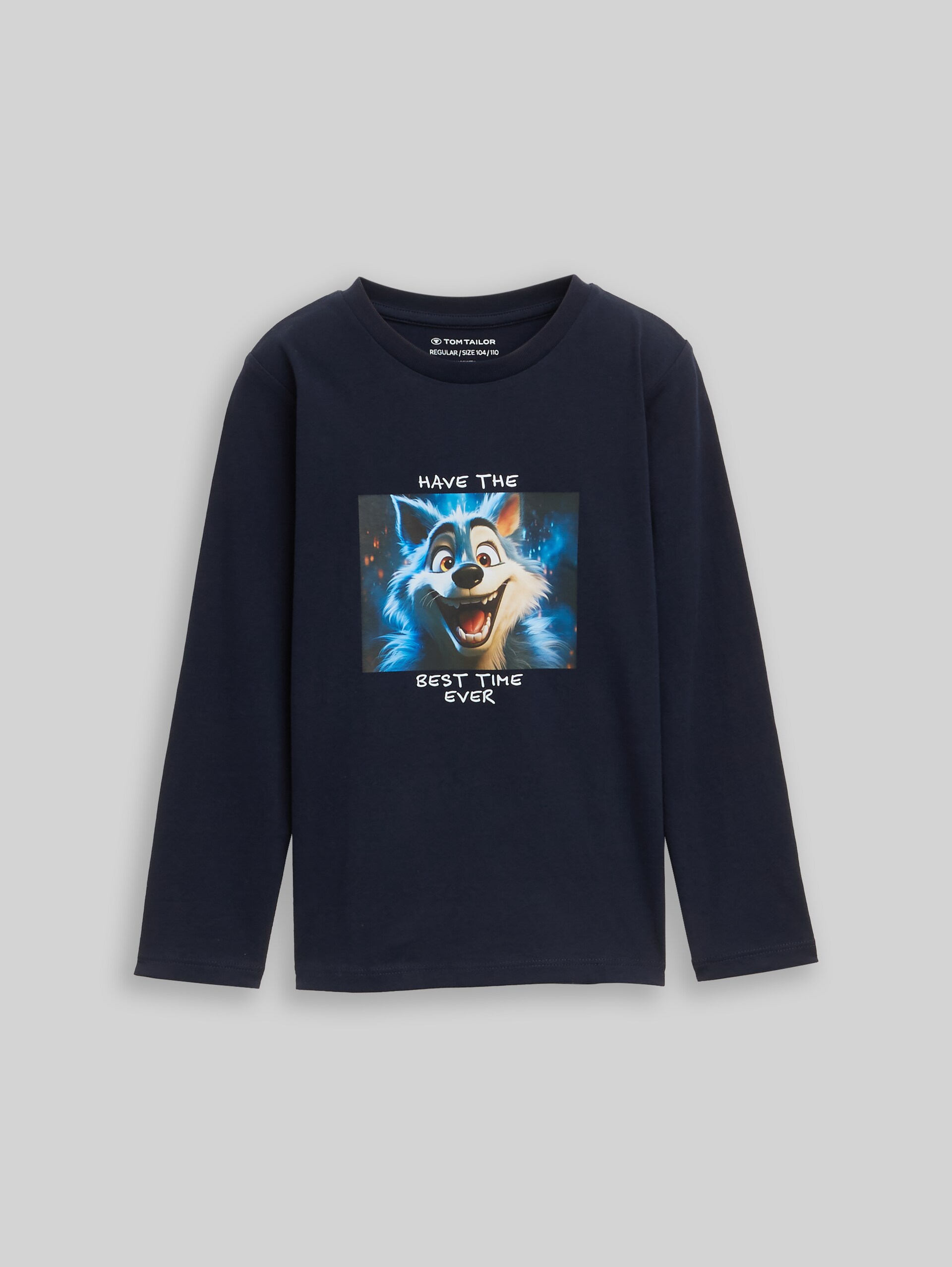 long-sleeved top with a photo print - sky captain blue - Front product view