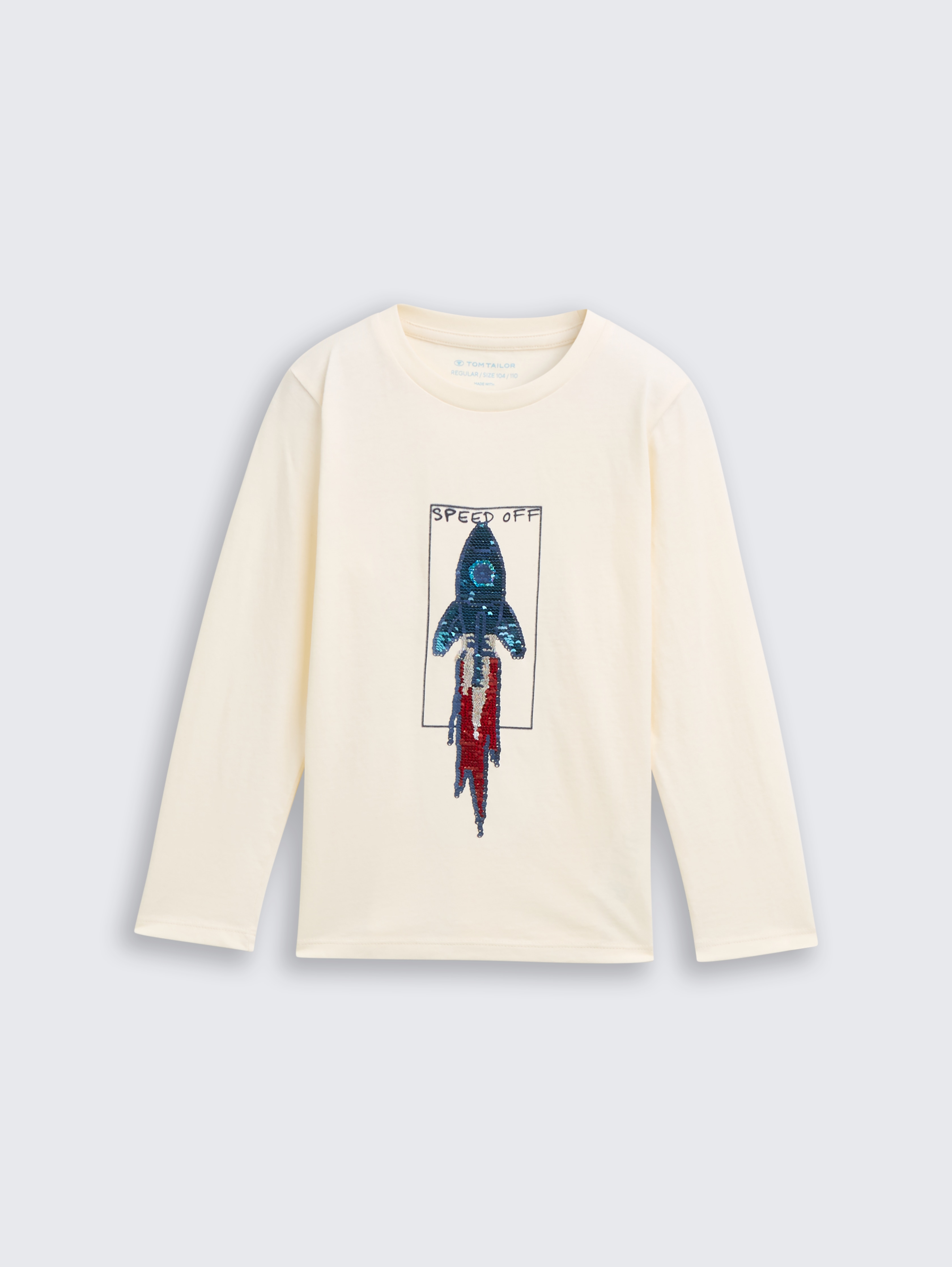 Langarmshirt mit Wendepailletten von Mini Boys, Wool White