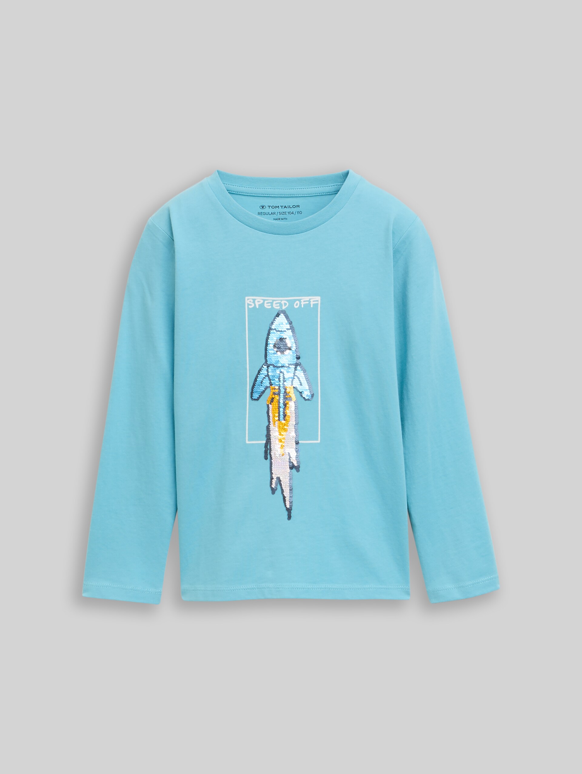 Long-sleeved shirt with reversible sequins - elixir blue - Front product view
