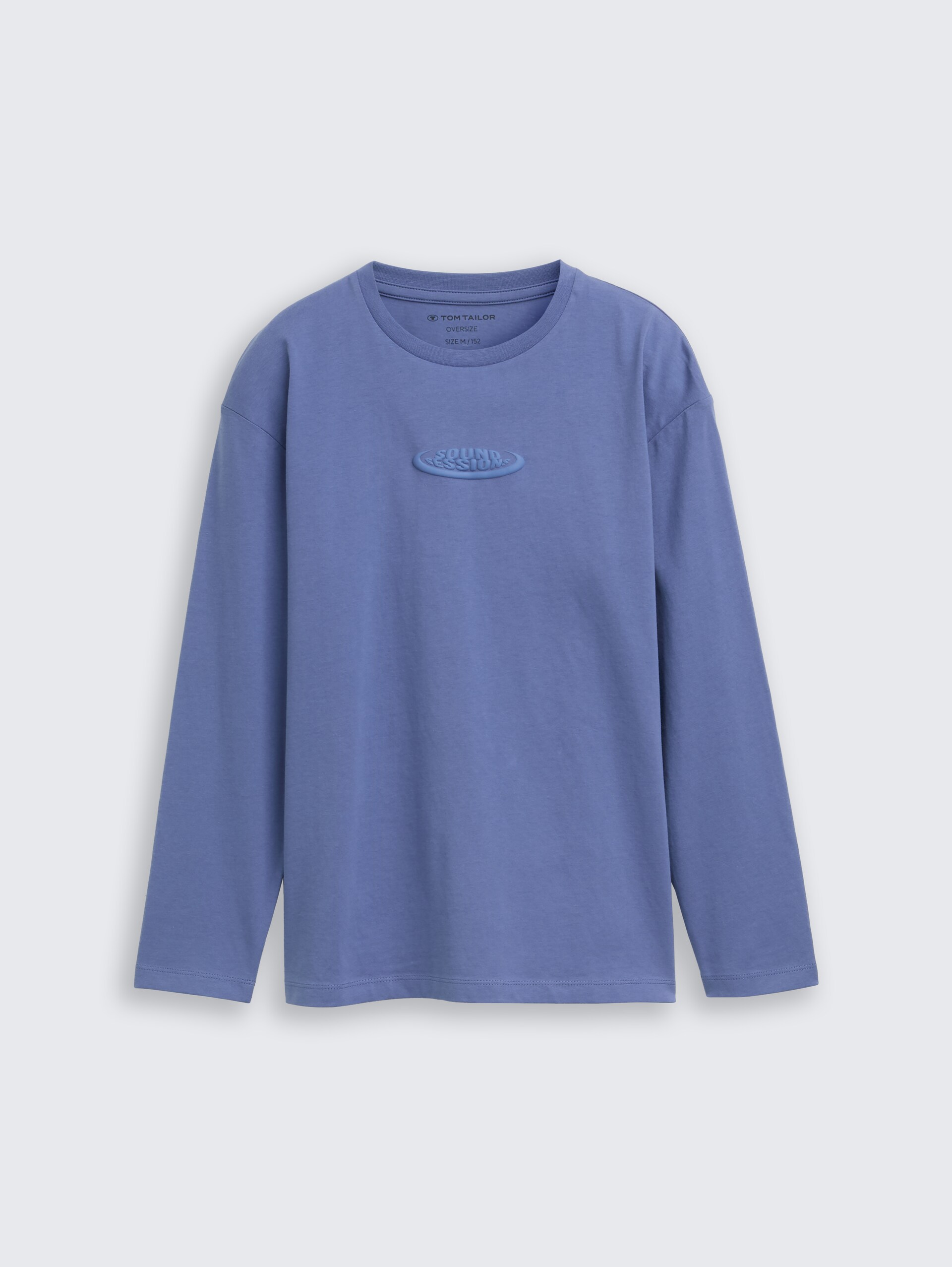 Oversize Langarmshirt mit Textprint - dusty faded blue - Vorder-Produkt-Ansicht