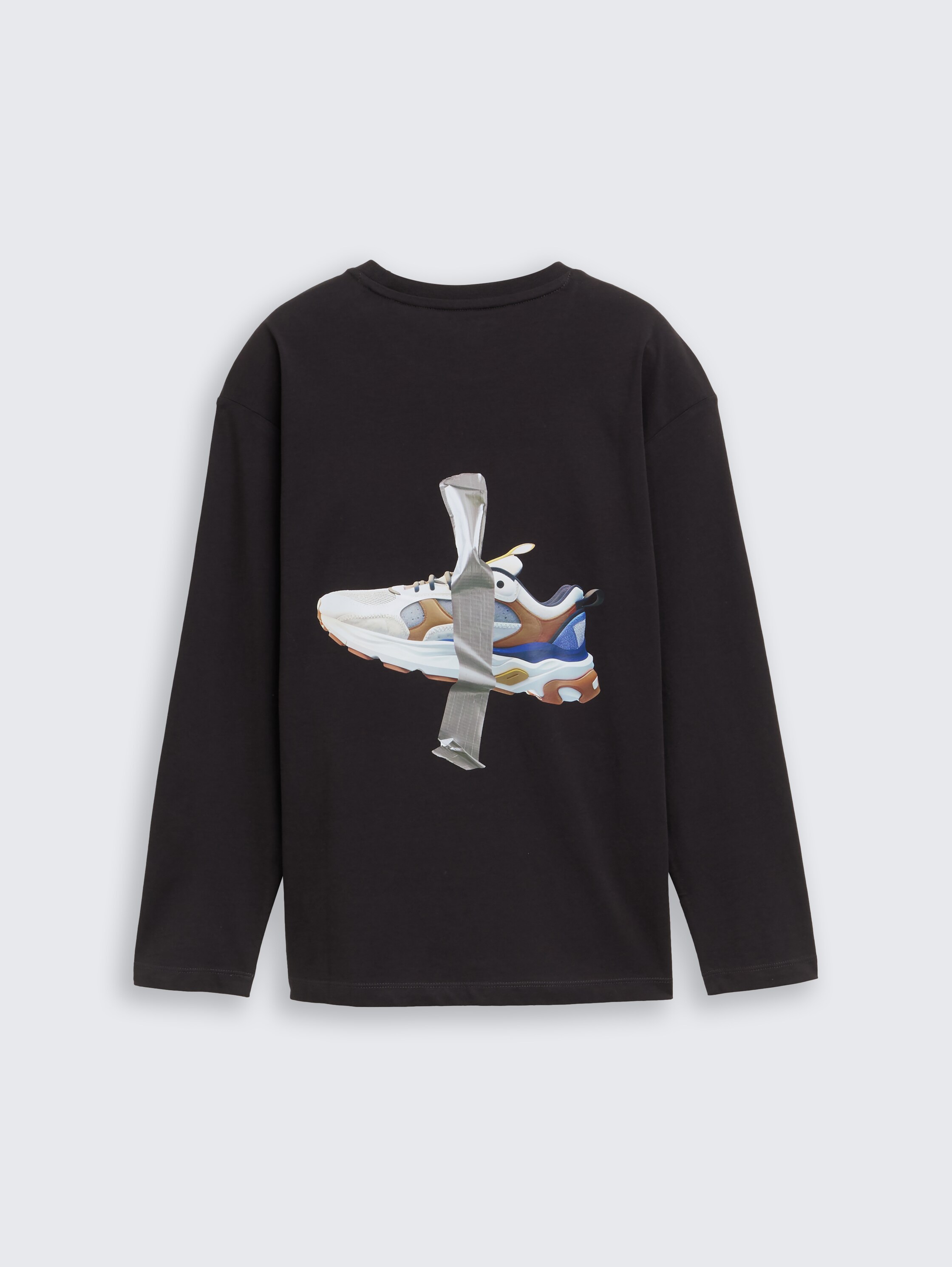 Oversized long-sleeved shirt with back print - heavy_black - 