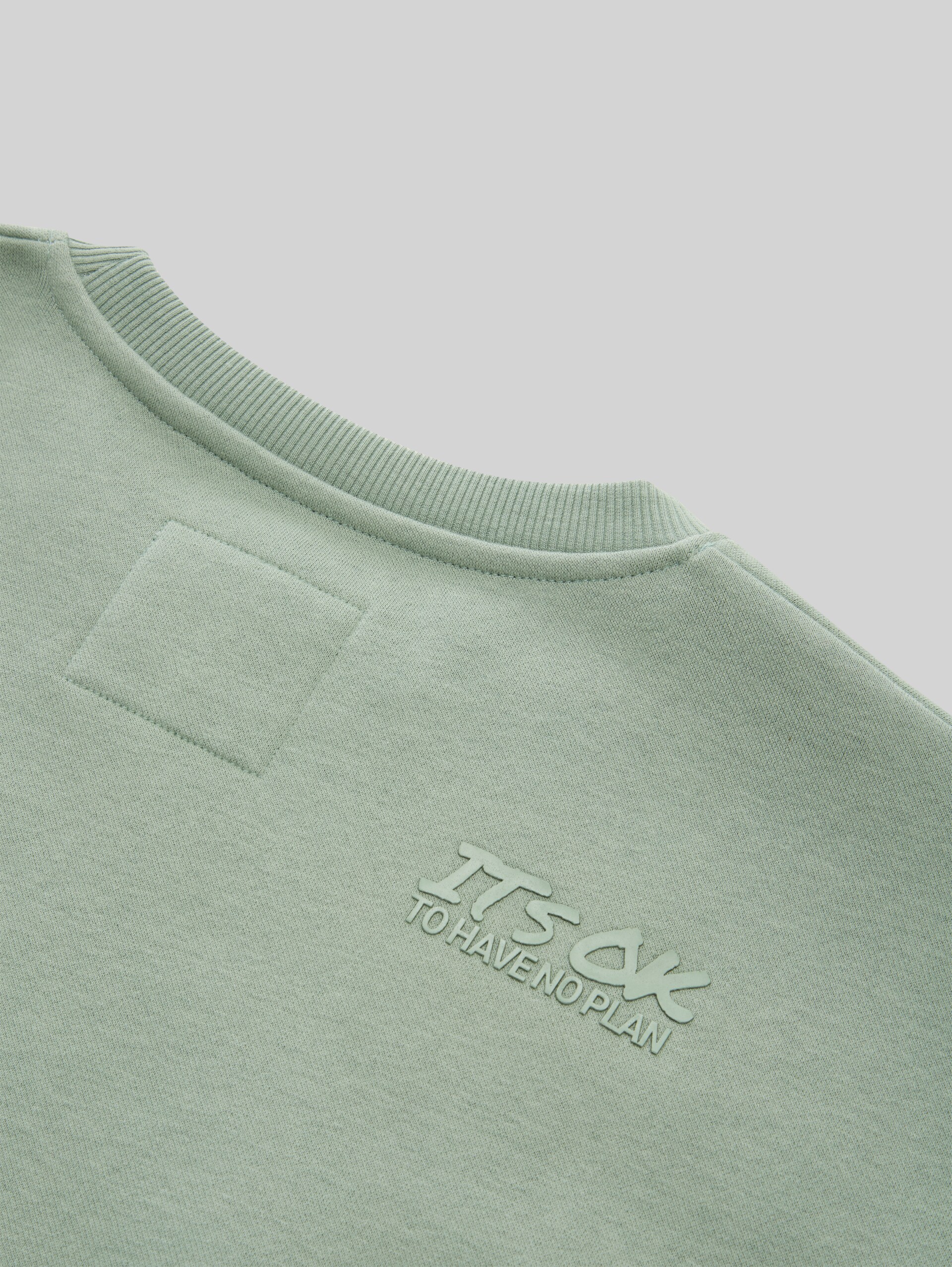 Oversized sweatshirt with back print - Dusty Leave Green - Detail model view