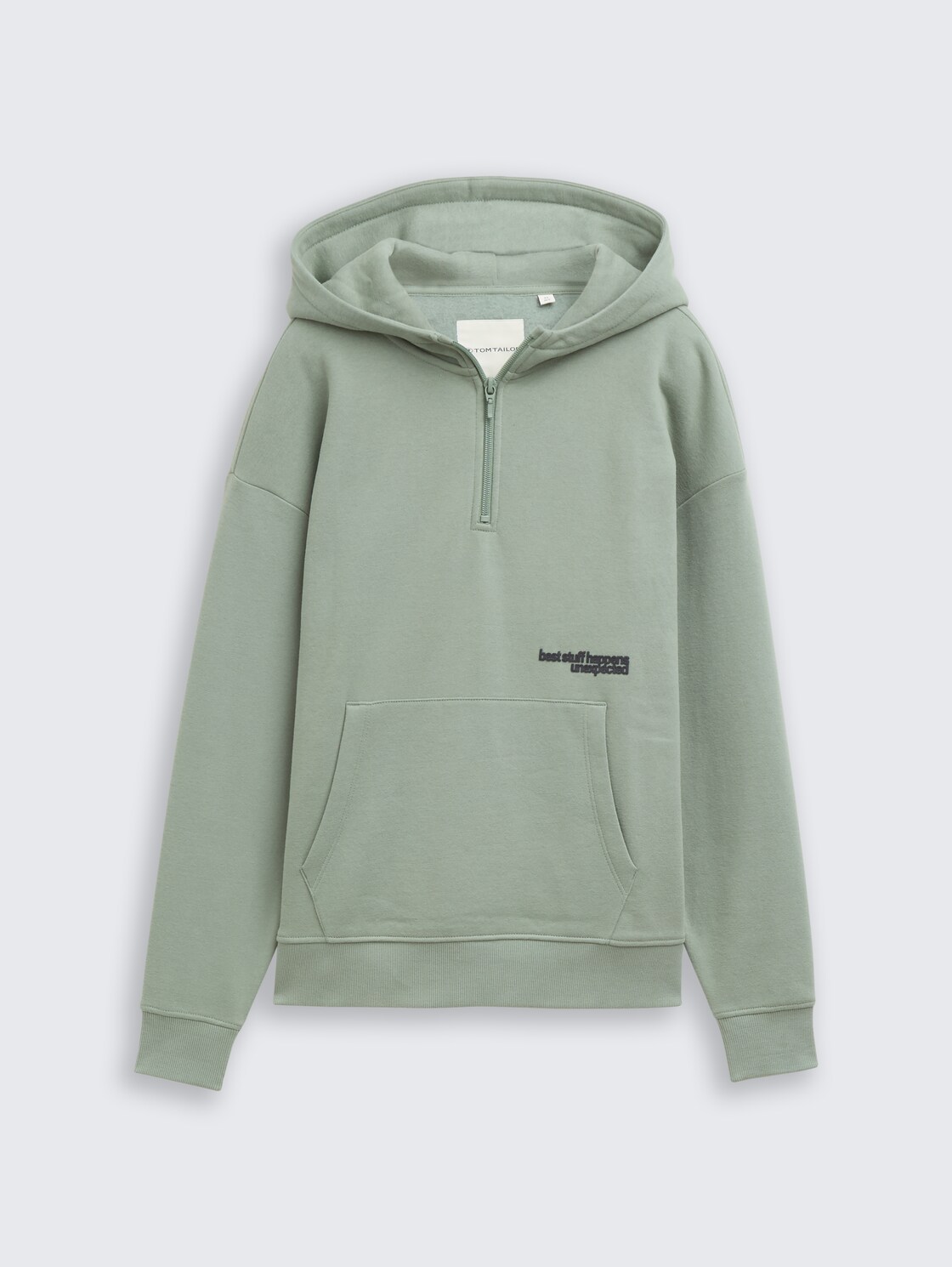 Oversize Hoodie Sweatshirt mit Reißverschluss - Dusty Leave Green - Vorder-Produkt-Ansicht