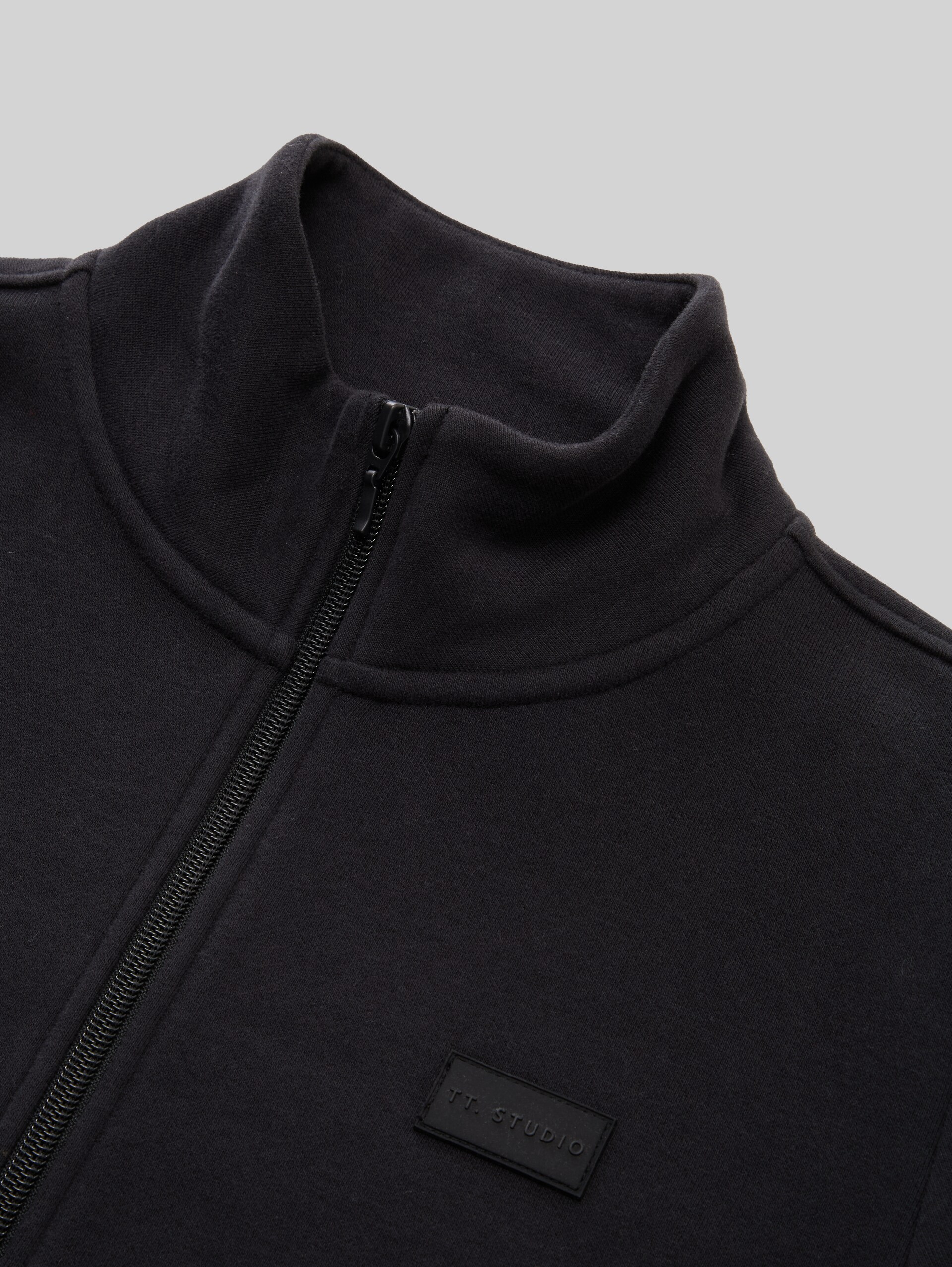 Sweat jacket with stand-up collar - heavy black - Detail model view