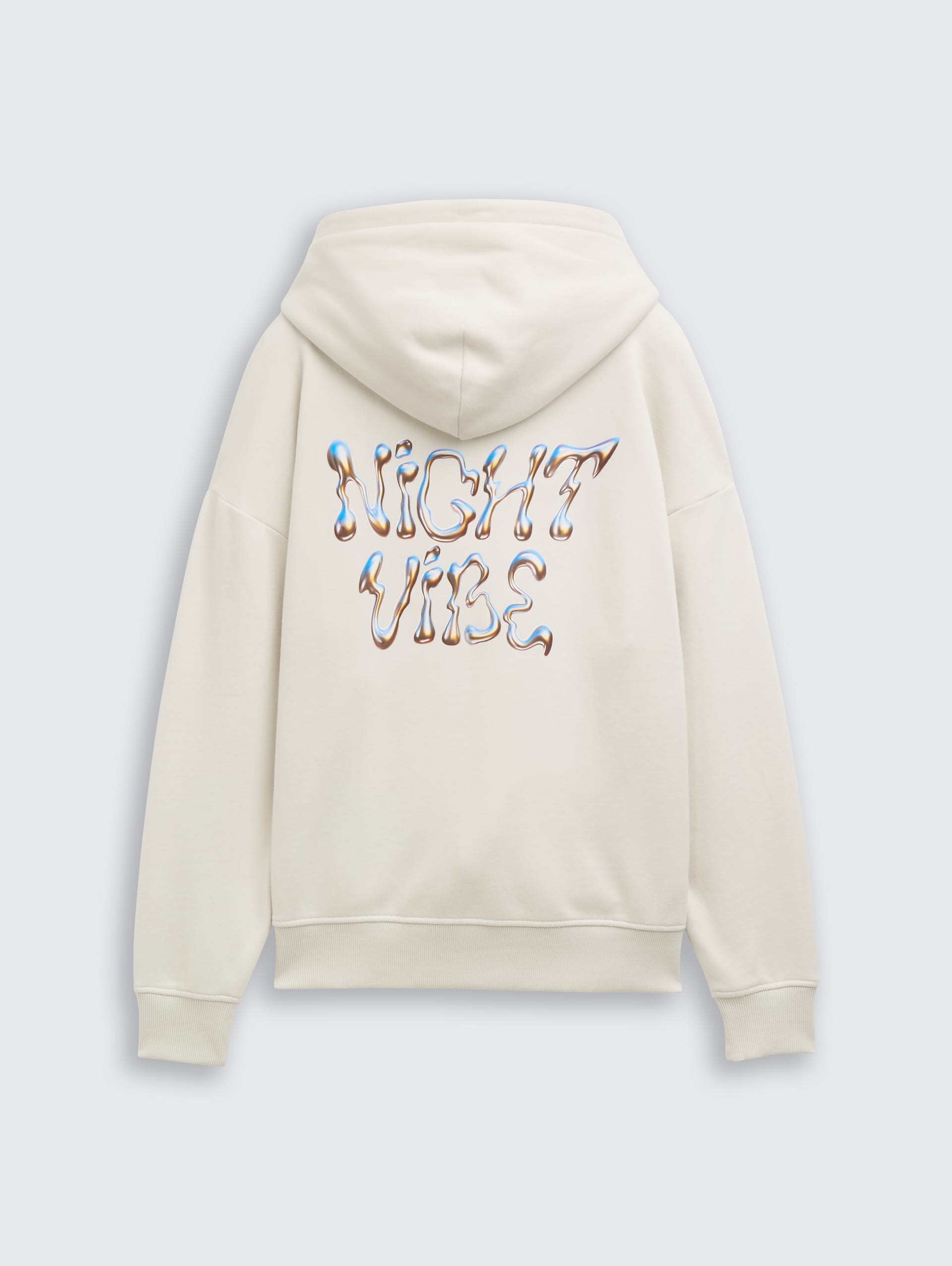 Sweat à capuche oversize avec imprimé dans le dos - greyish white
