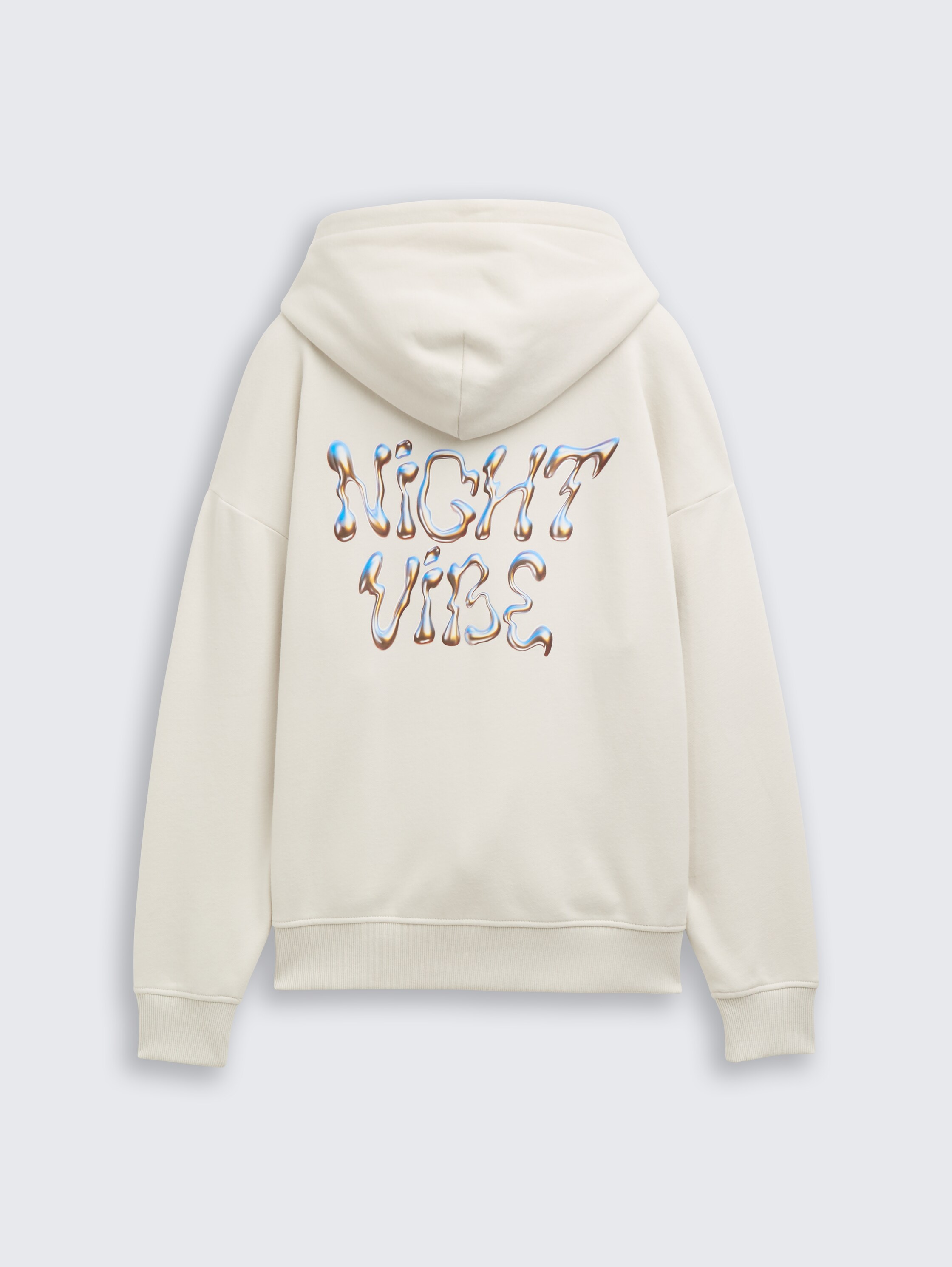 Oversize hoodie sweatshirt with back print - greyish_white - 