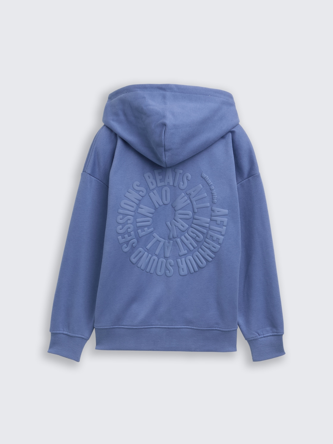 Oversize Hoodie Sweatjacke mit Rückenprint - dusty faded blue
