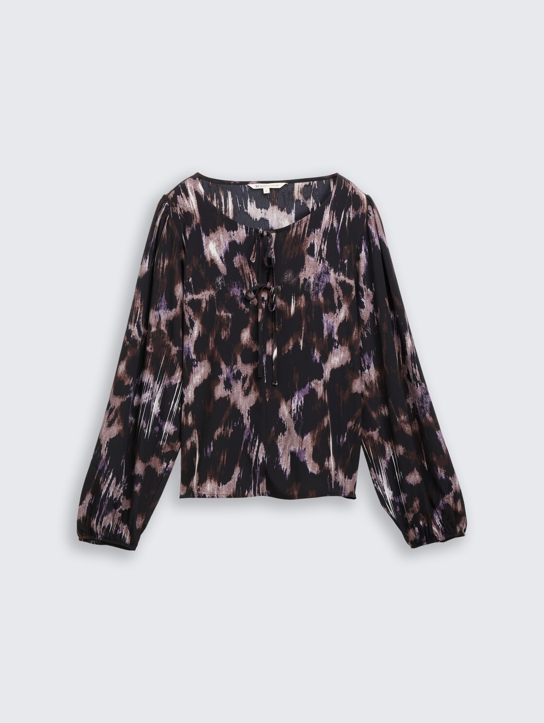 Loose Fit Bluse mit Schleifen-Details - black brown abstract print - Vorder-Produkt-Ansicht