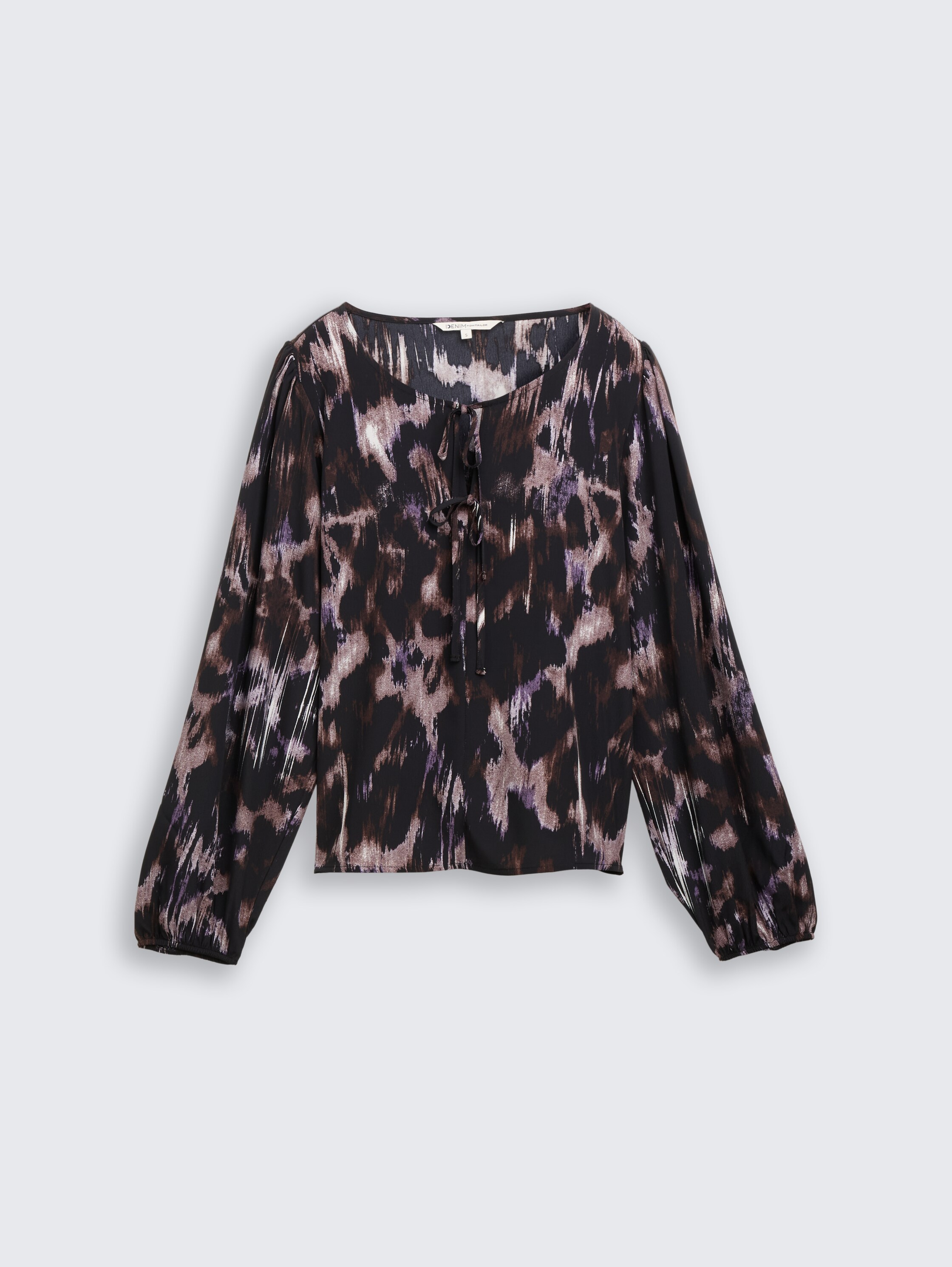 Loose fit blouse met strikdetails - black_brown_abstract_print - 