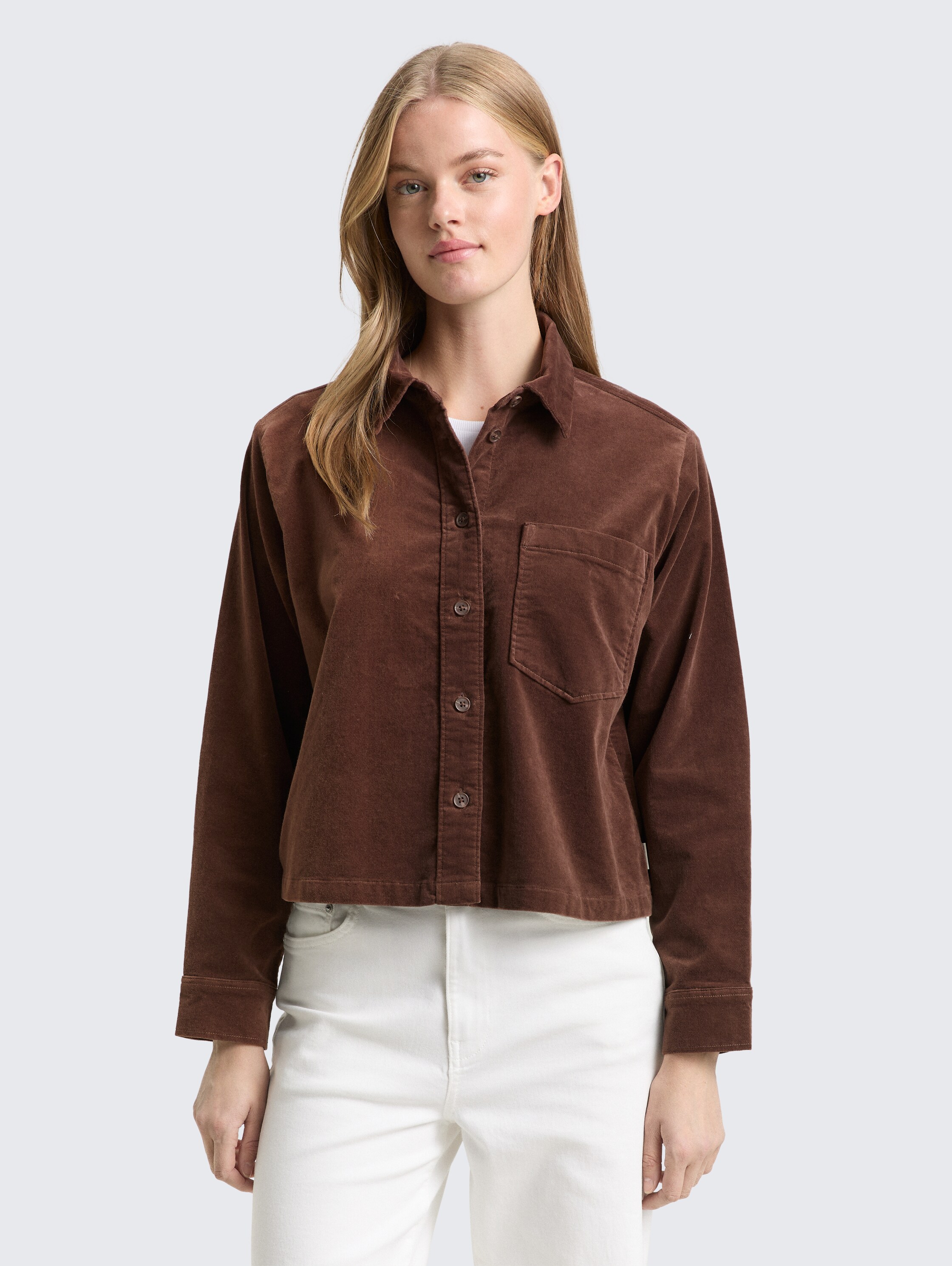 Boxy Fit Hemdbluse aus Samt - soft_chocolate_brown - 