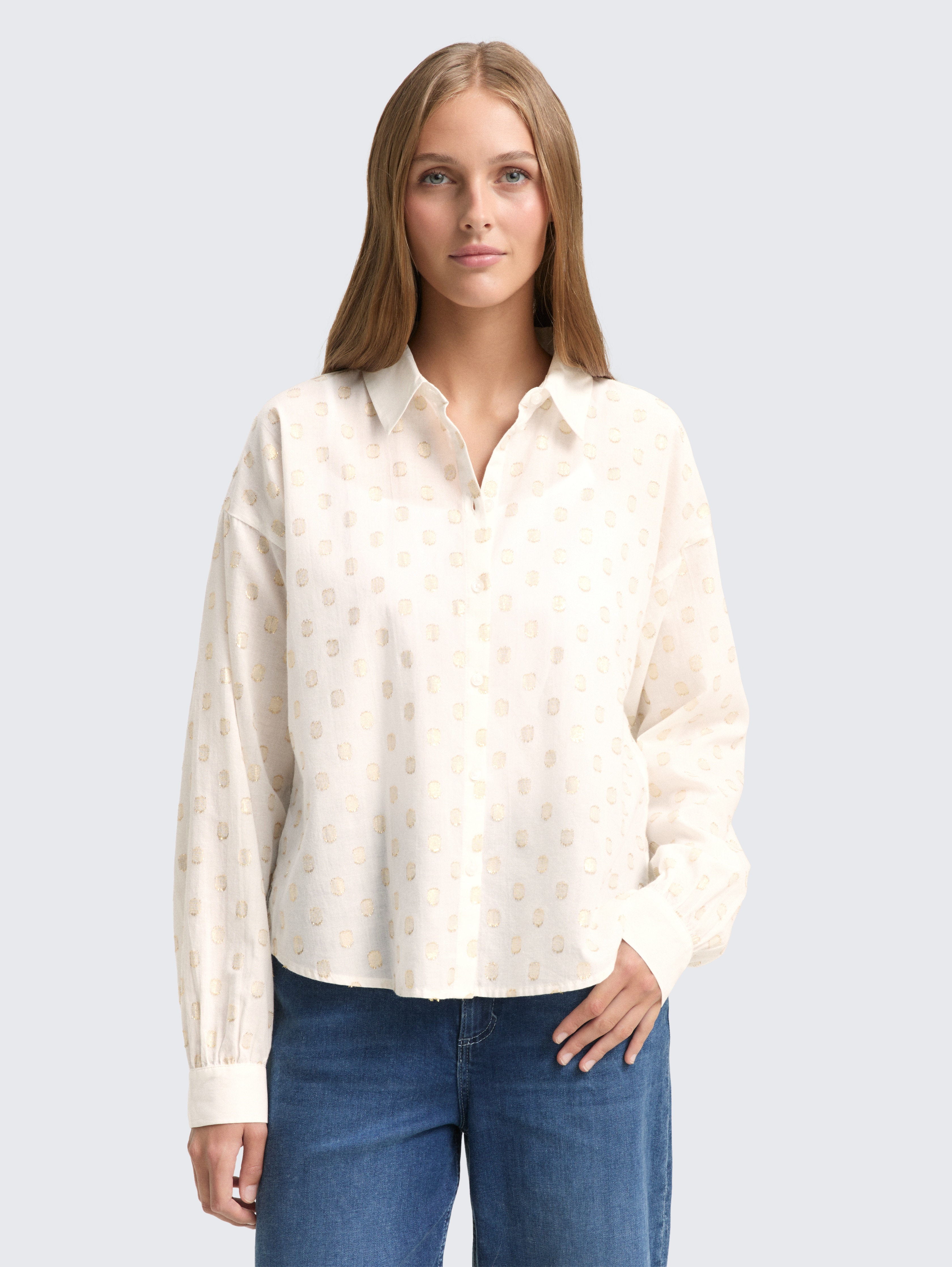 Hemdbluse mit Glitzer-Punktemuster von Denim Female, glitter dot