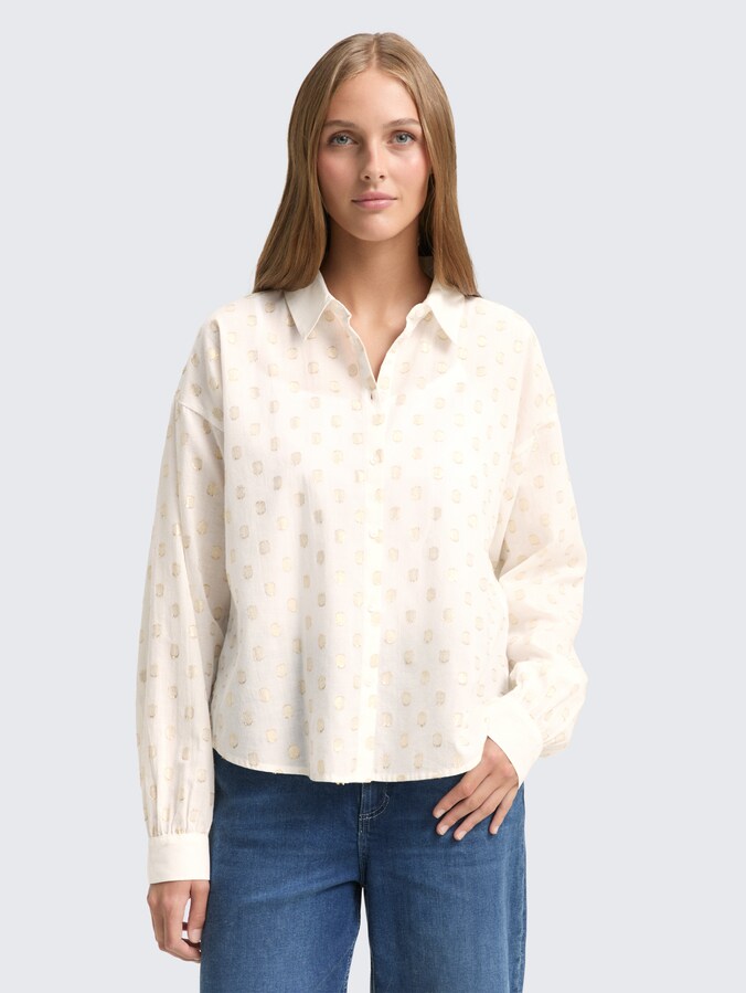 Overhemdblouse met glitterstippenpatroon door Denim Female, glitter dot