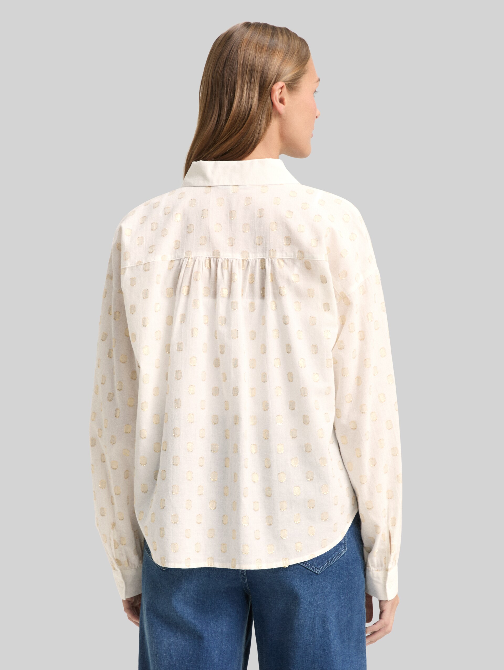 Shirt blouse with glitter dot pattern - glitter dot - Neckline model-back view
