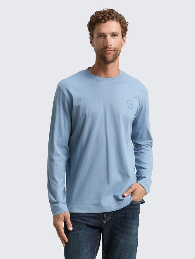 T-shirt à manches longues avec imprimé par Men, faded denim blue