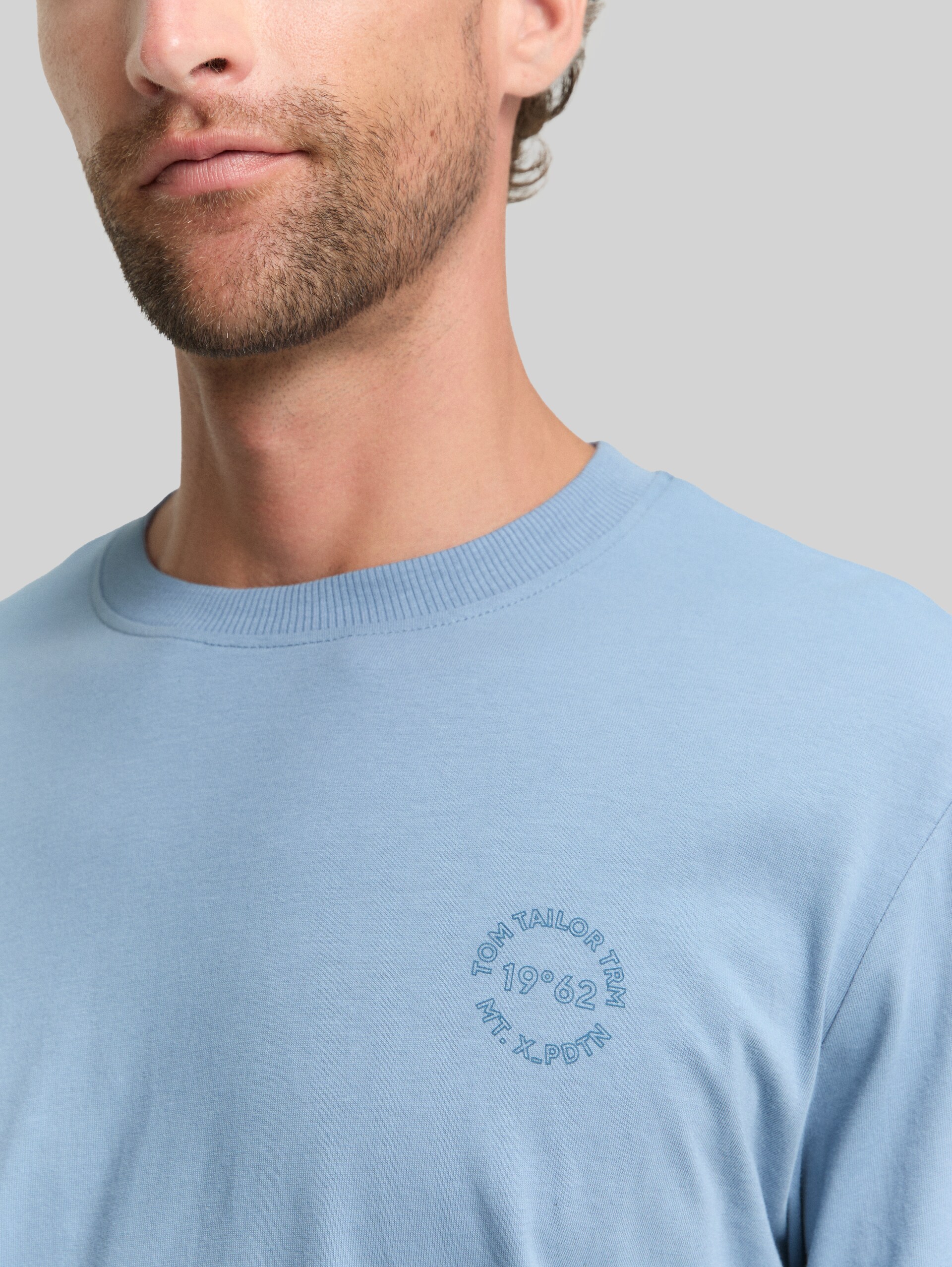 T-shirt met lange mouwen en print - faded denim blue - Detailaanzicht model