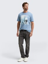 Tee shirt avec imprimé photo - faded denim blue - Vue de face du modèle