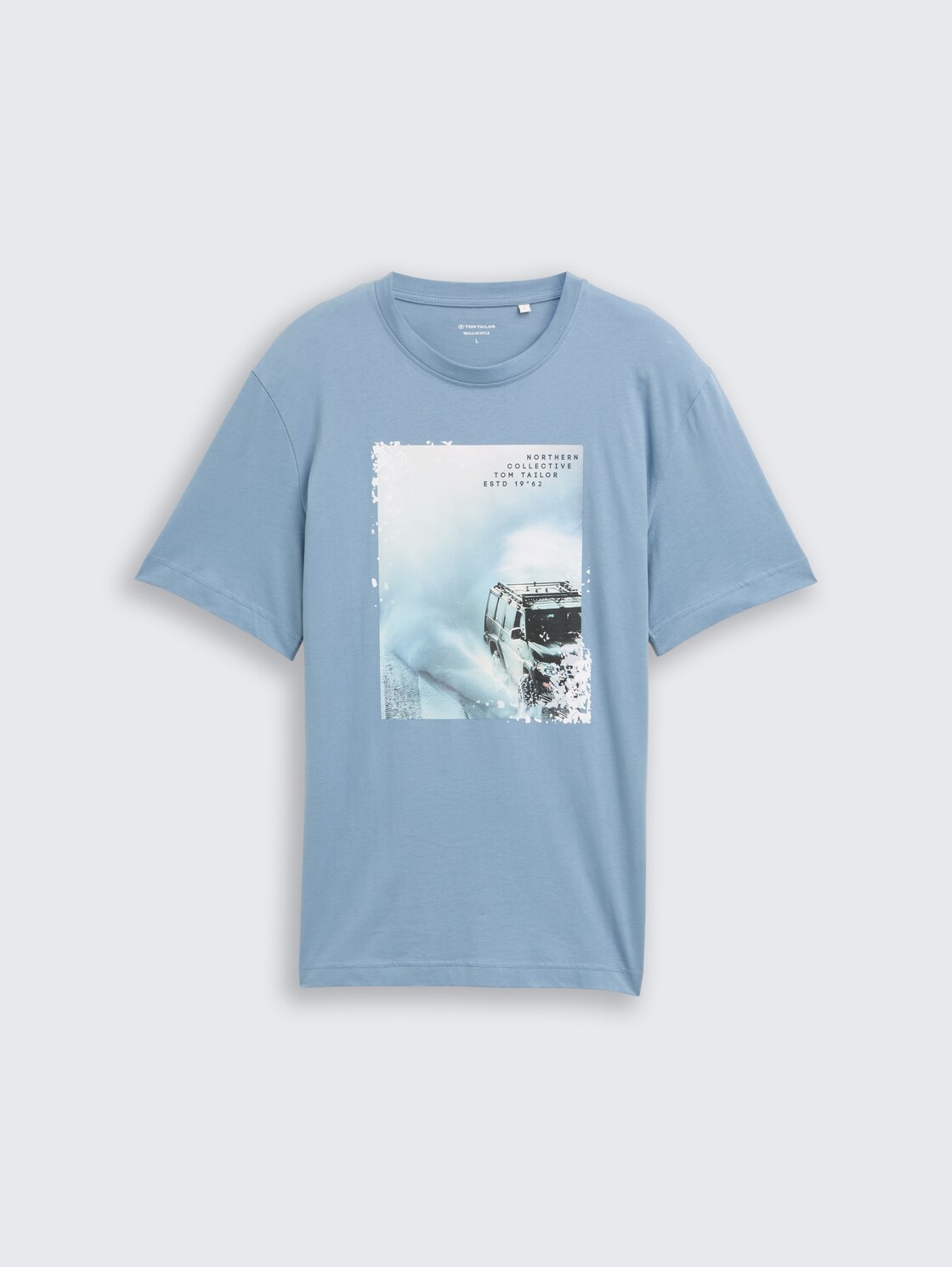 T-Shirt mit Foto-Print - faded denim blue - Vorder-Produkt-Ansicht