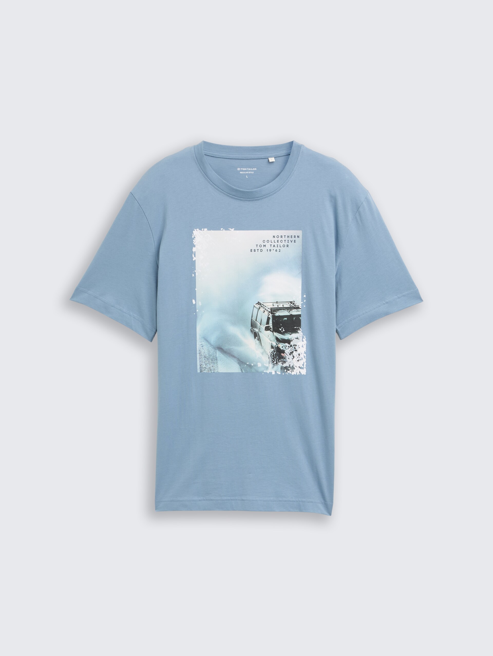 T-shirt with photo print - faded denim blue - Front product view