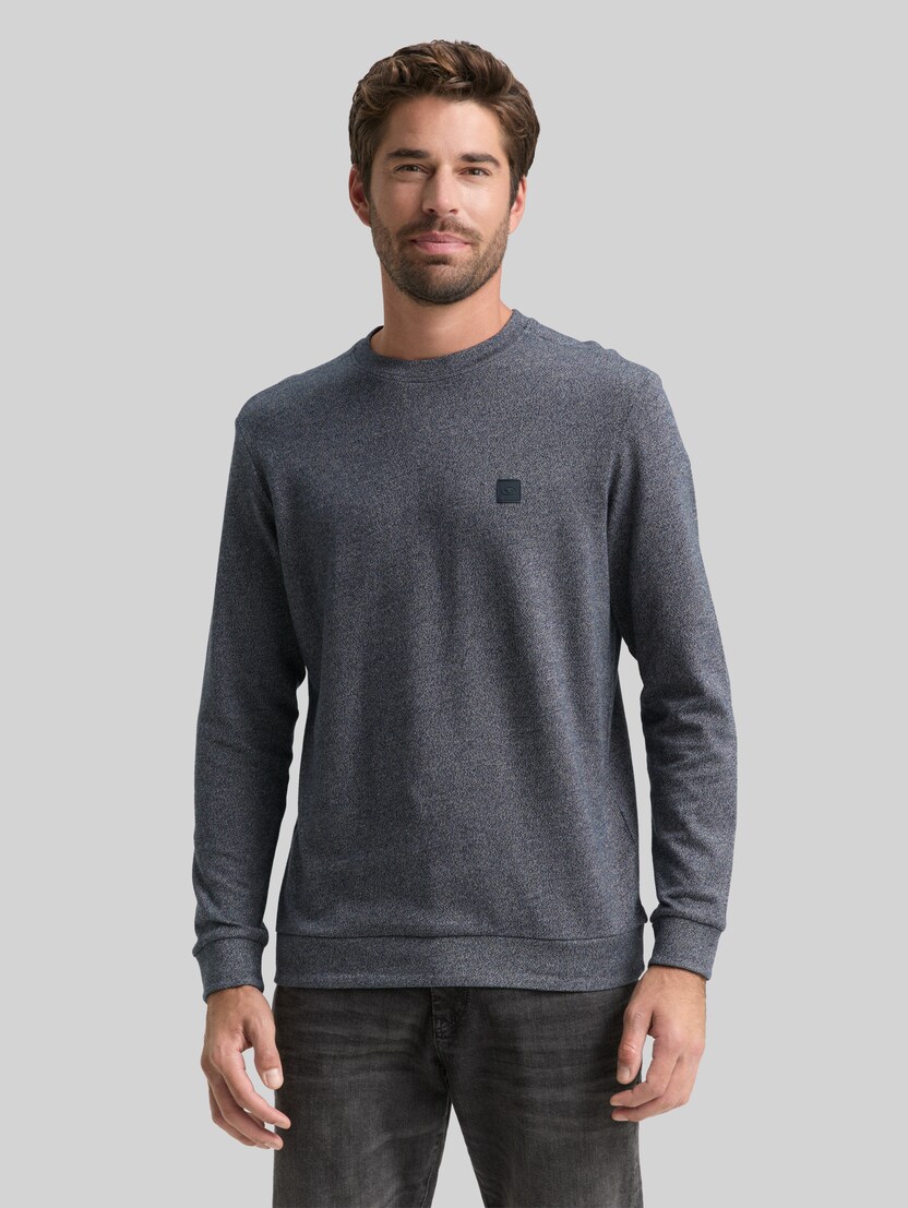 Langarmshirt mit Logo-Badge von Men, navy grindle structure