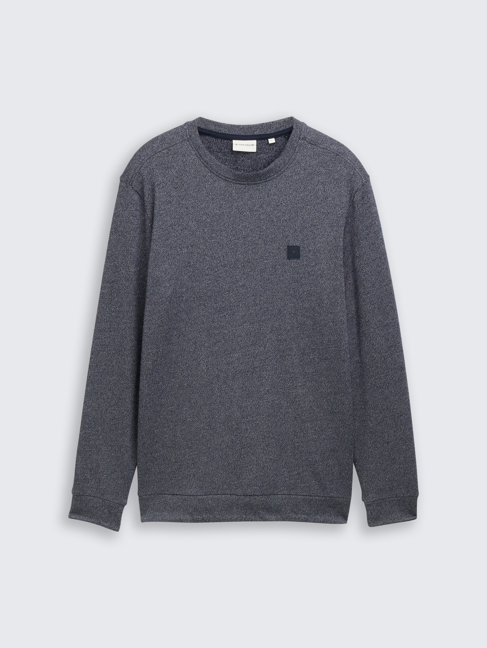 Langarmshirt mit Logo-Badge - navy grindle structure - Vorder-Produkt-Ansicht