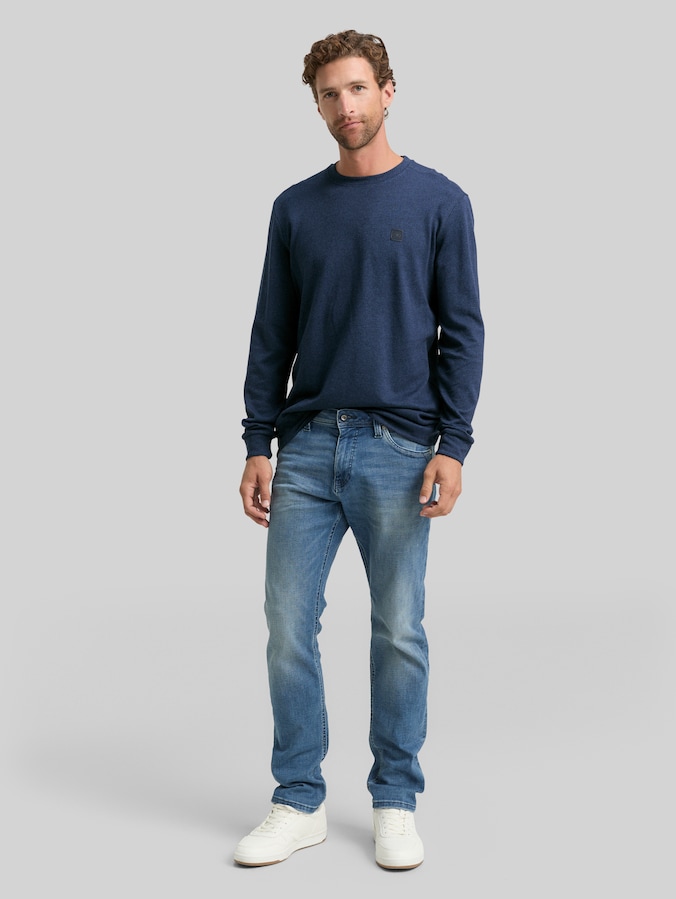 Langarmshirt mit Logo-Badge von Men, real teal grindle structure