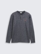 Henley Langarmshirt aus Baumwolle - navy grindle structure - Vorder-Produkt-Ansicht